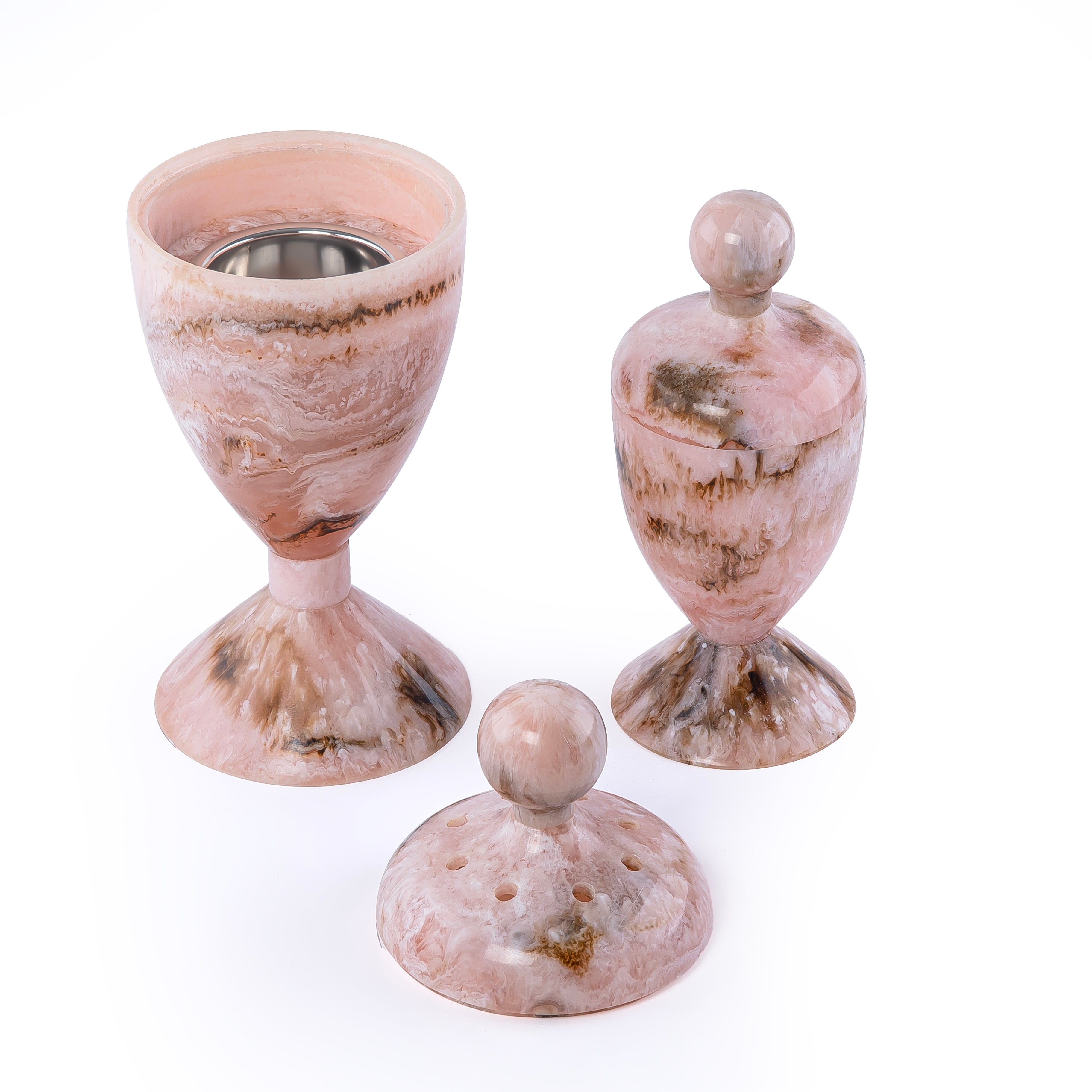 Elegant Resin Mabkhar Set of 2 pcs With Cover - Pink