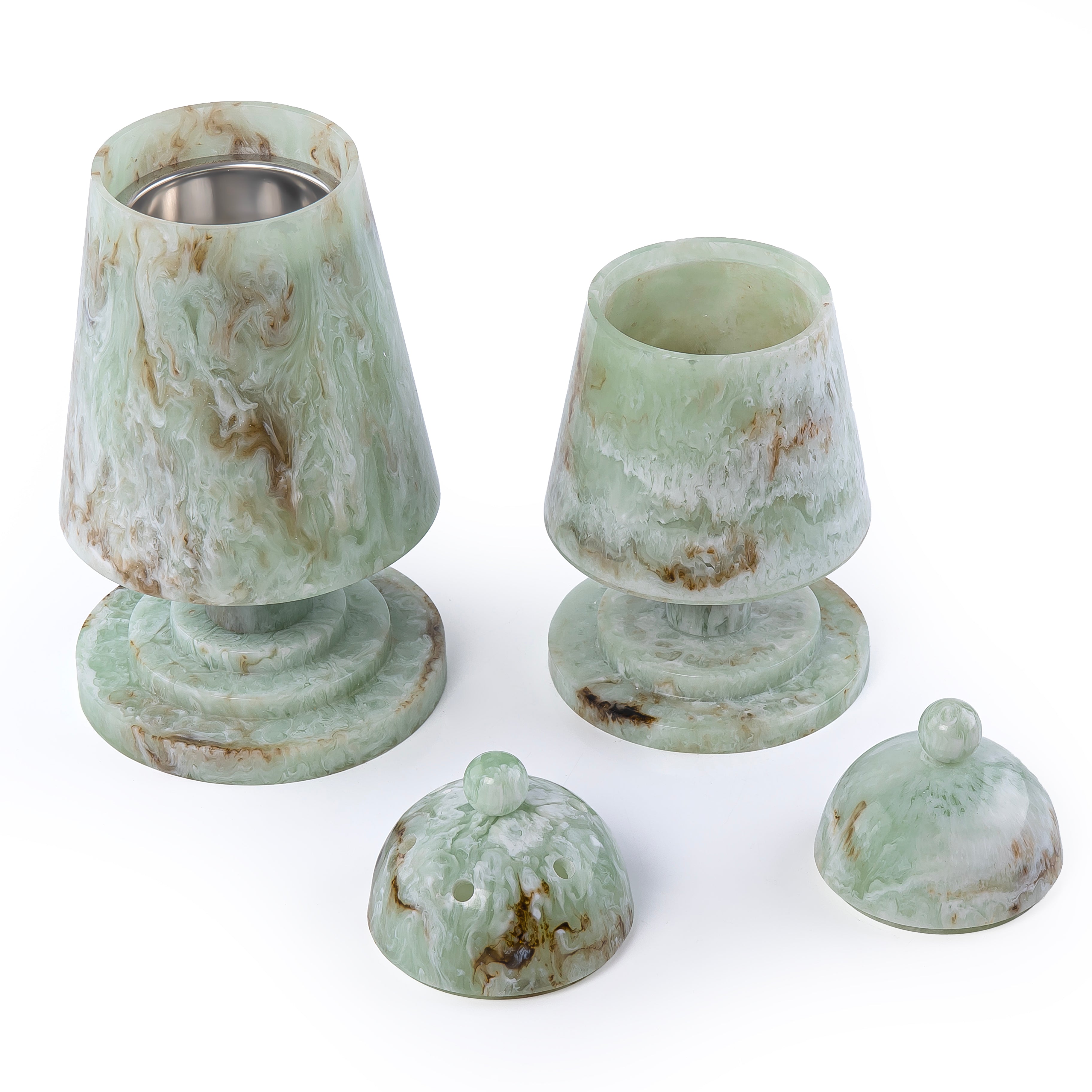 Elegant Resin Mabkhar Set of 2 pcs With Cover - Green