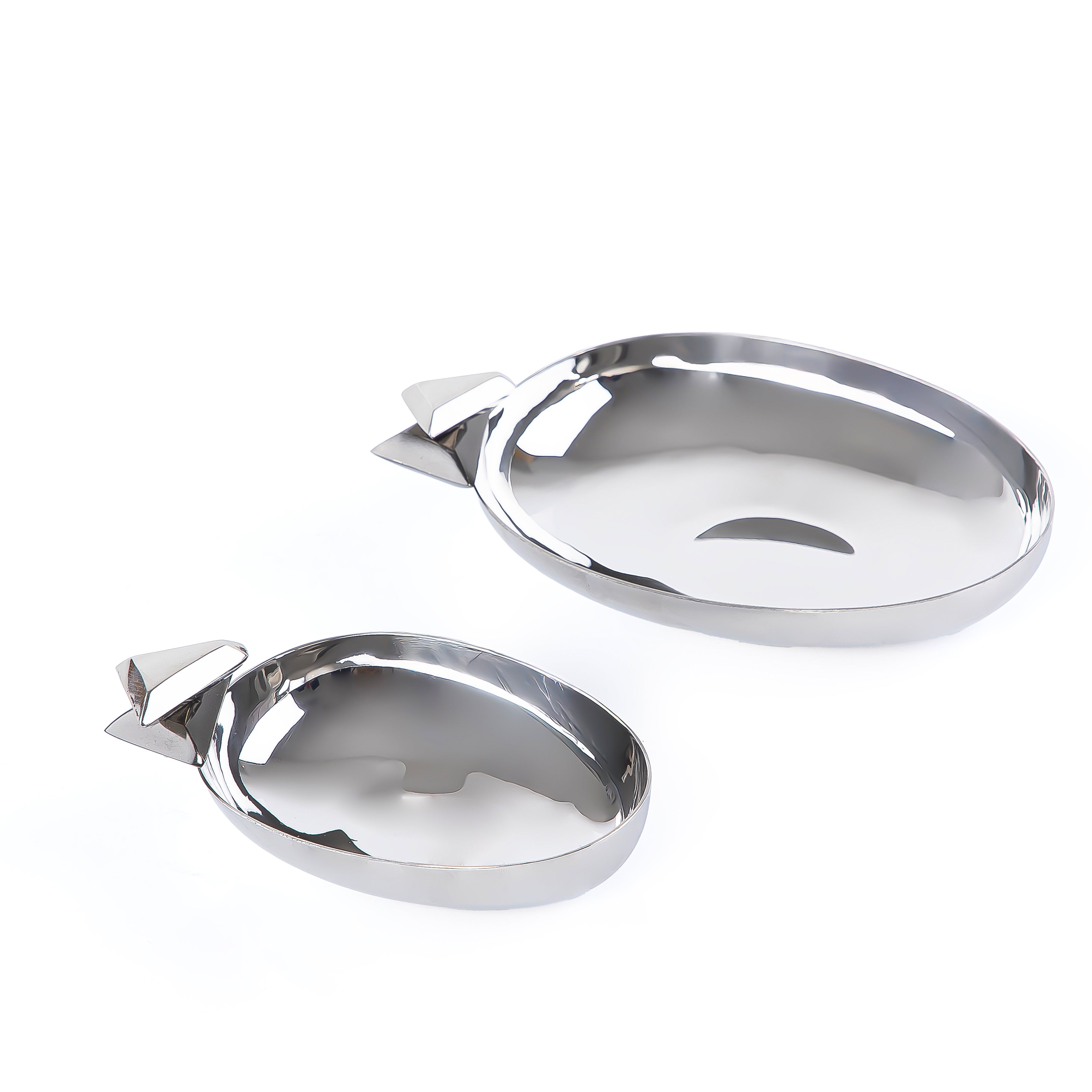 Set of 2 Shiny Steel Serving Bowl with gift box - Silver & Black