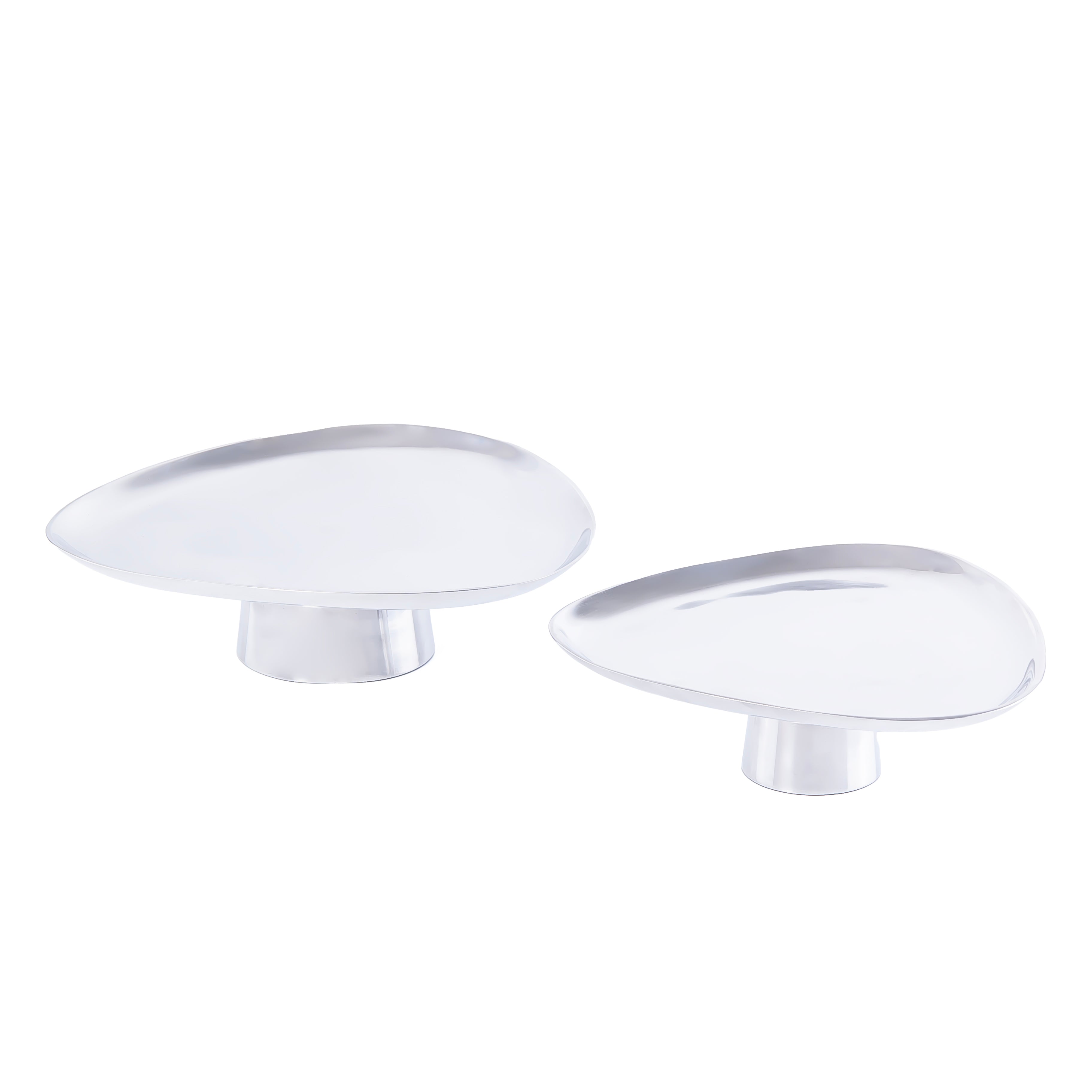 Set of 2 Metal Serveware Stand - Silver