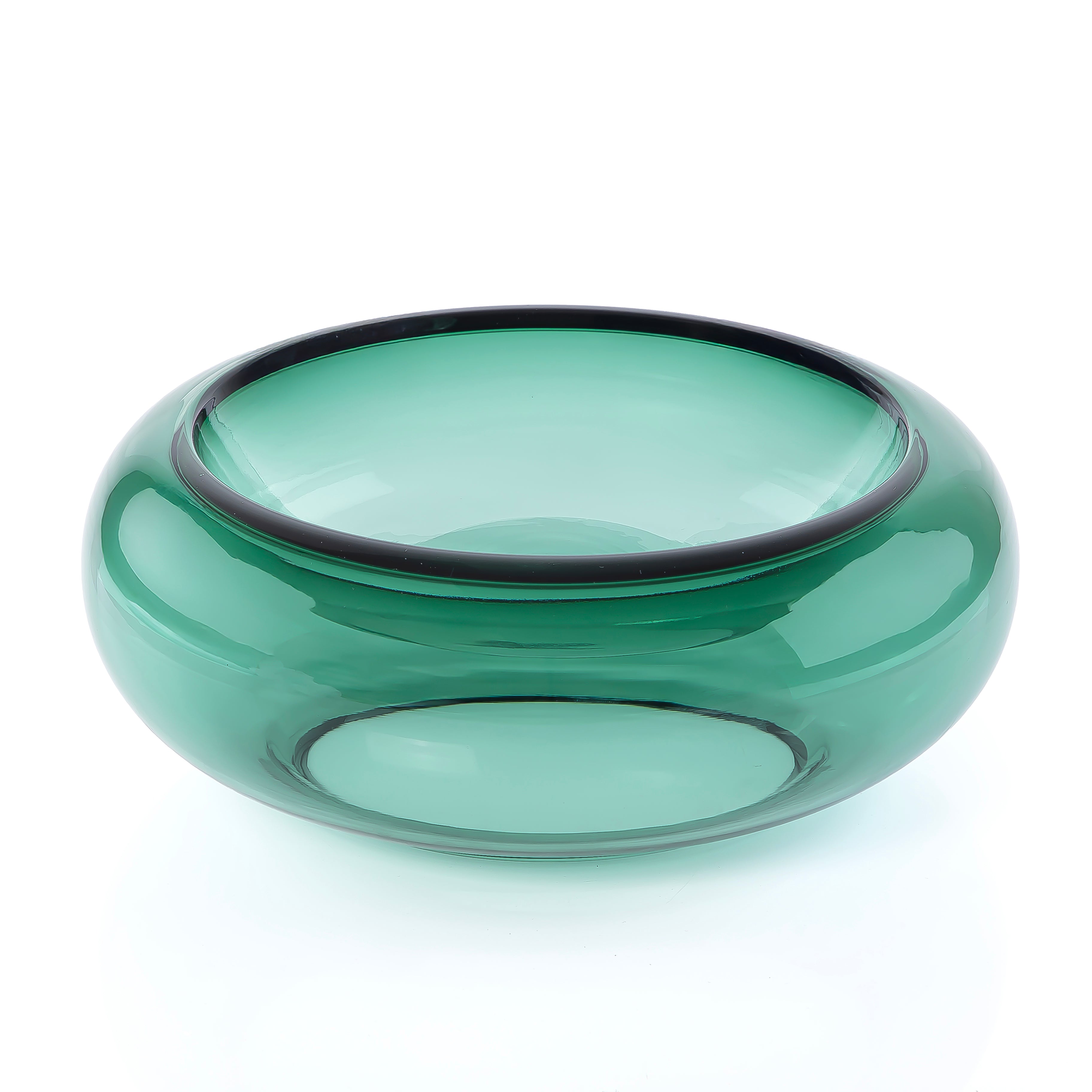 وعاء تقديم زجاجي أنيق حجم كبير - أخضر