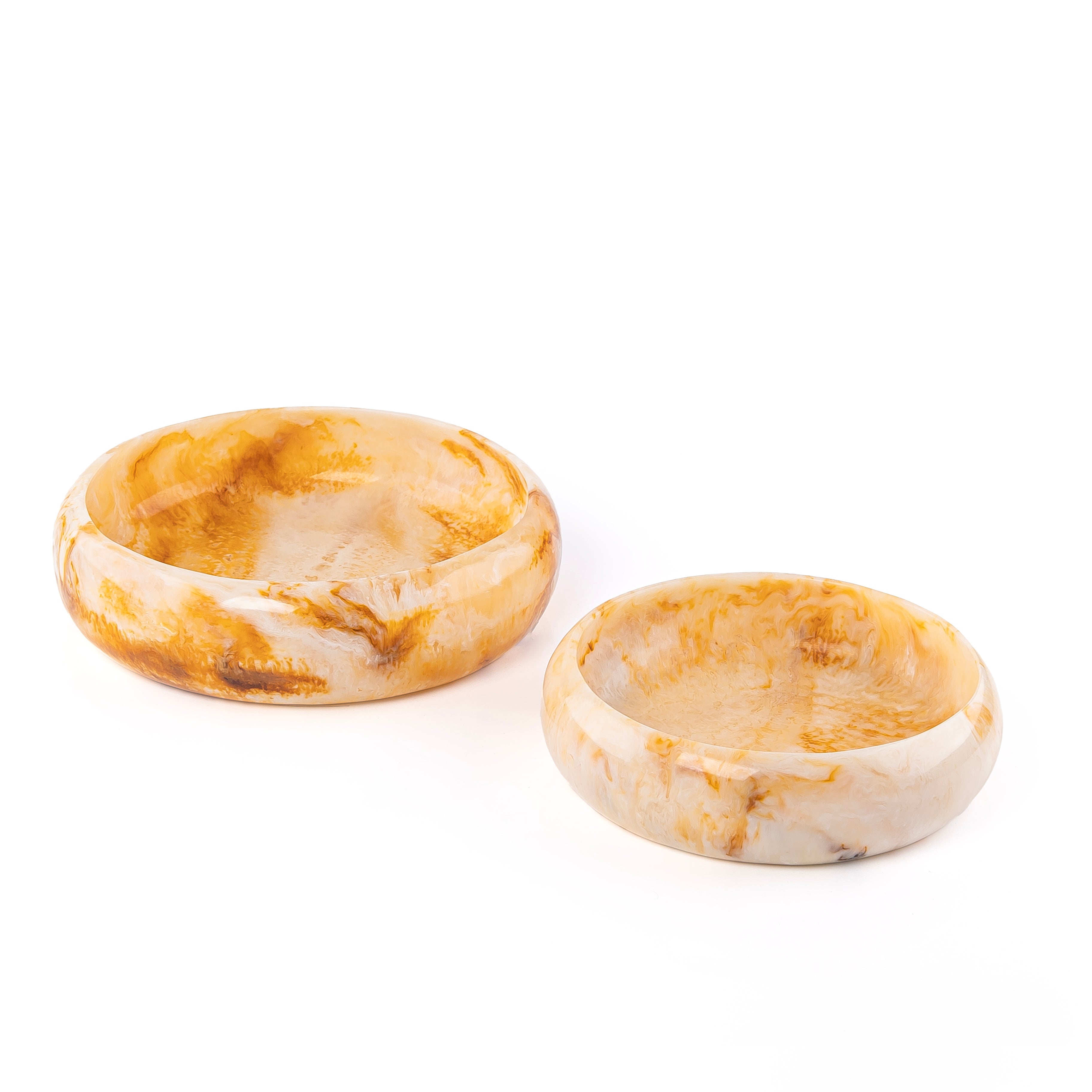 Set of 2 Resin Round Serving Bowl With Gift Box - Amber