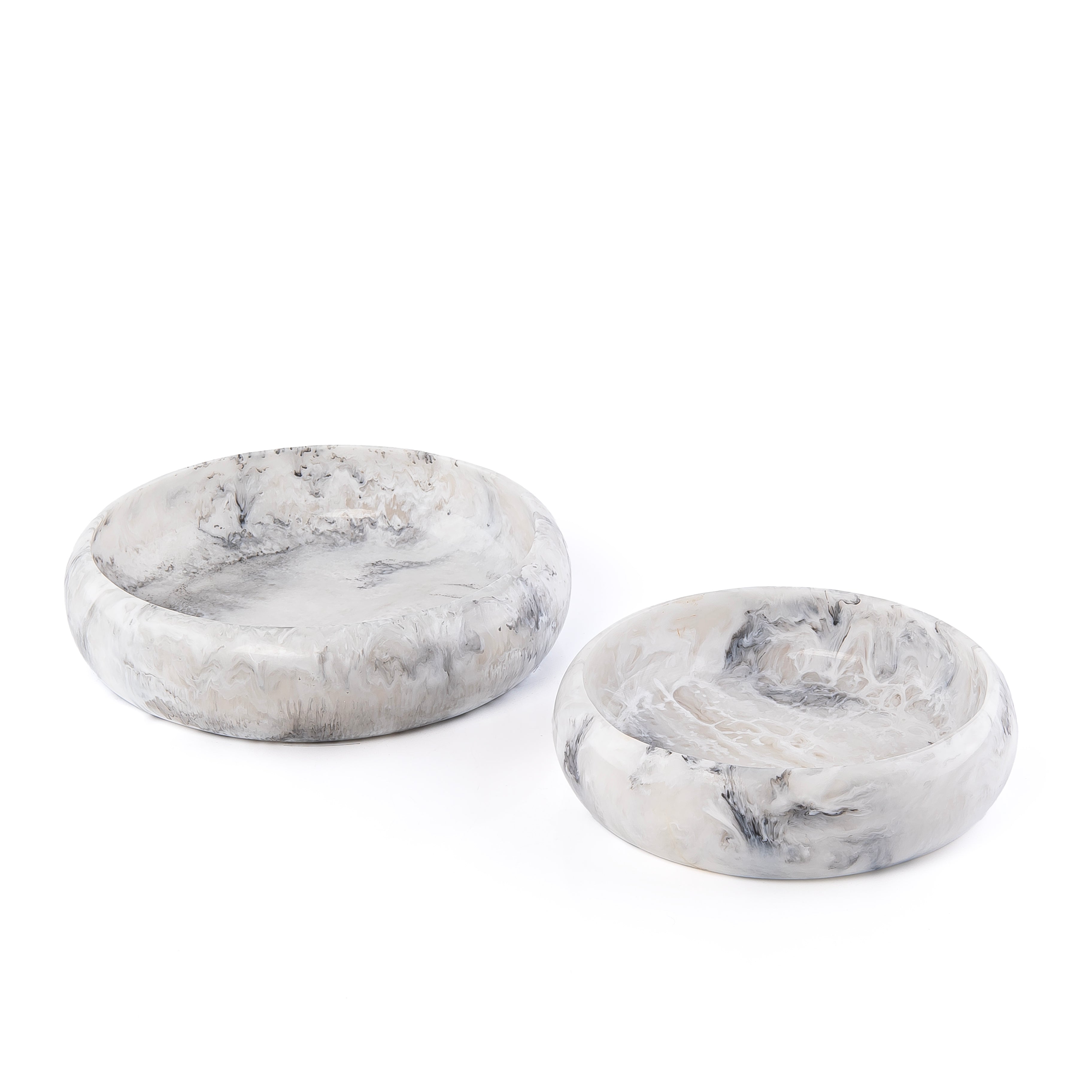 Set of 2 Resin Round Serving Bowl With Gift Box - White&black