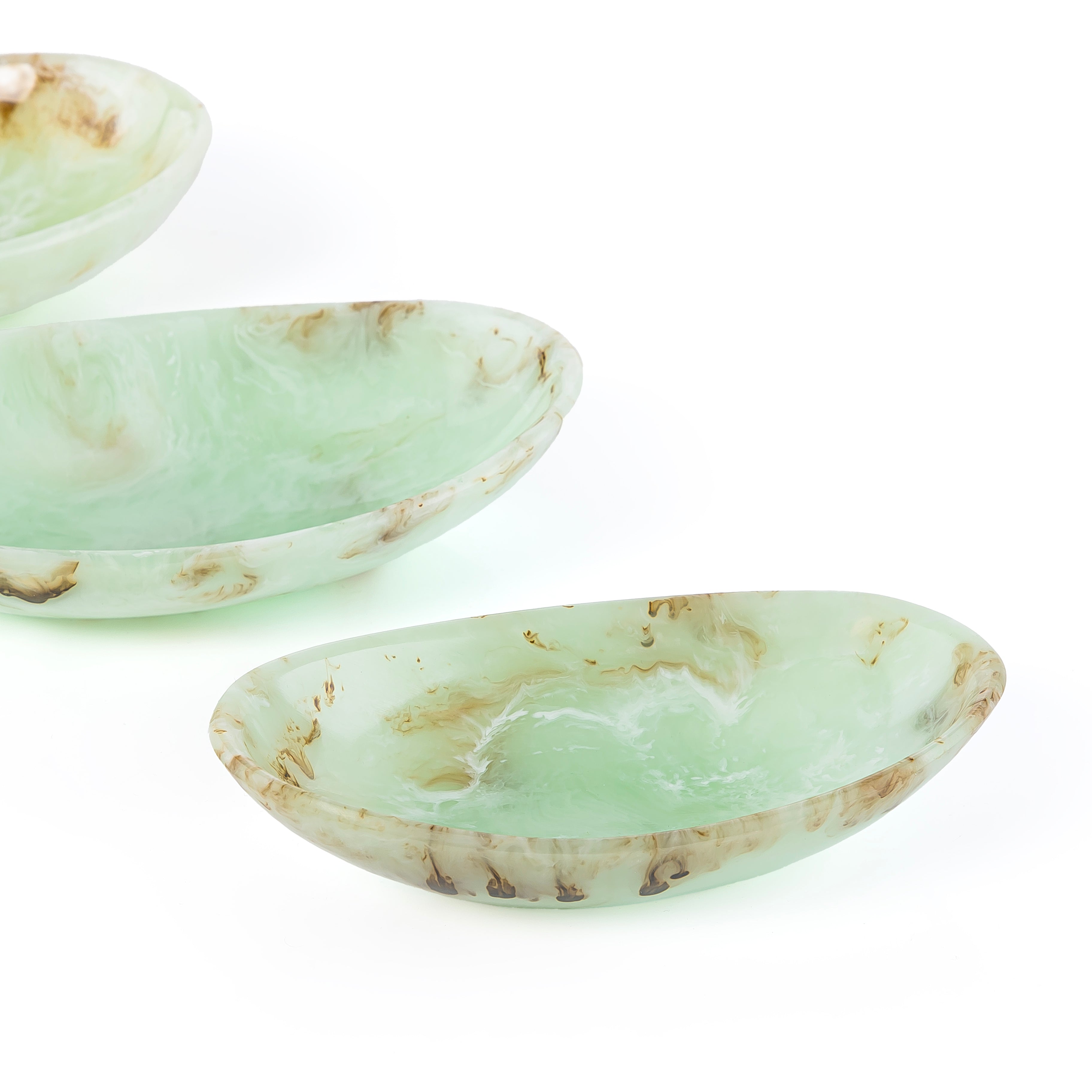 طقم 3 طبق تقديم من الريزن - أخضر