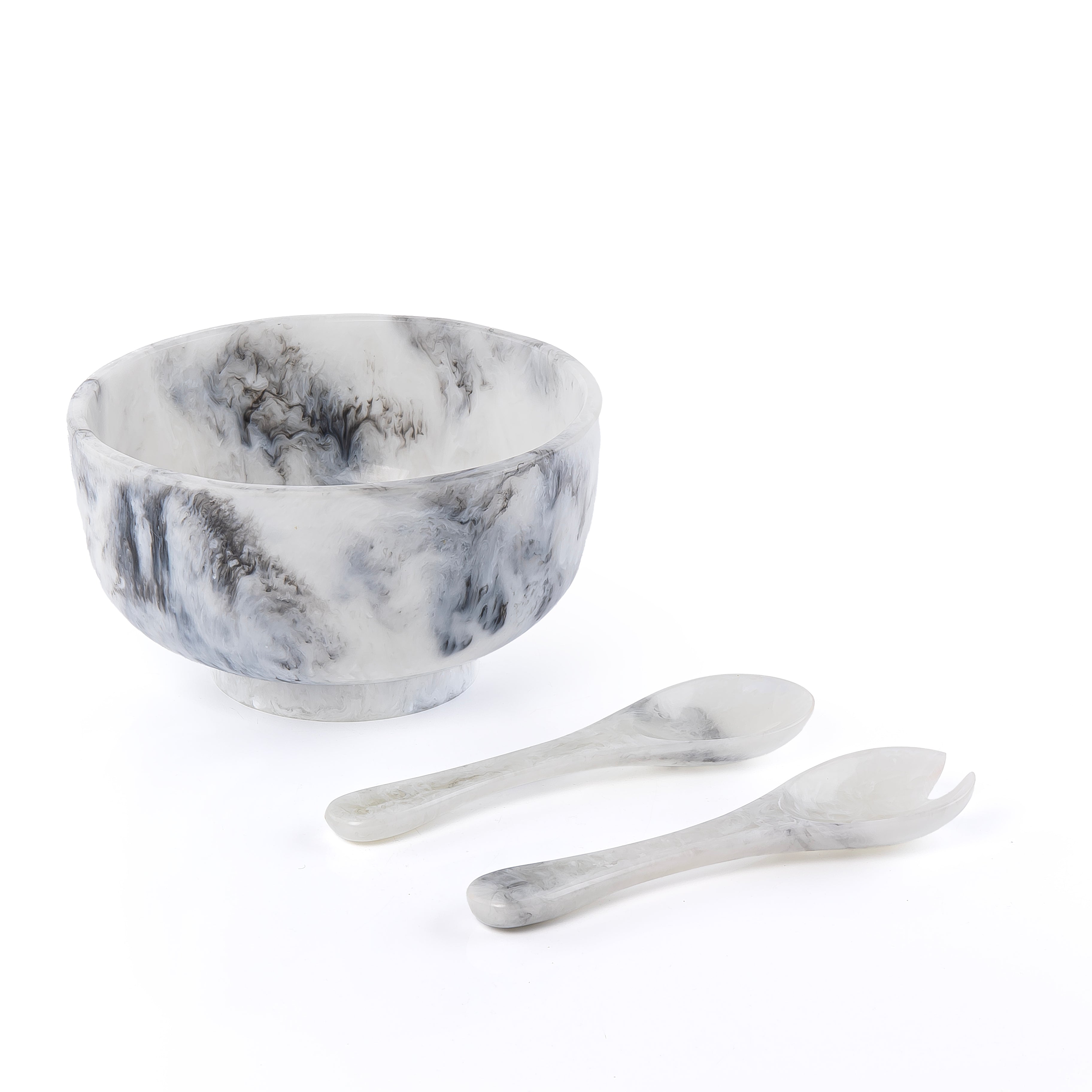 Resin Serving Bowl with 2 Spoons With Gift Box - White&black