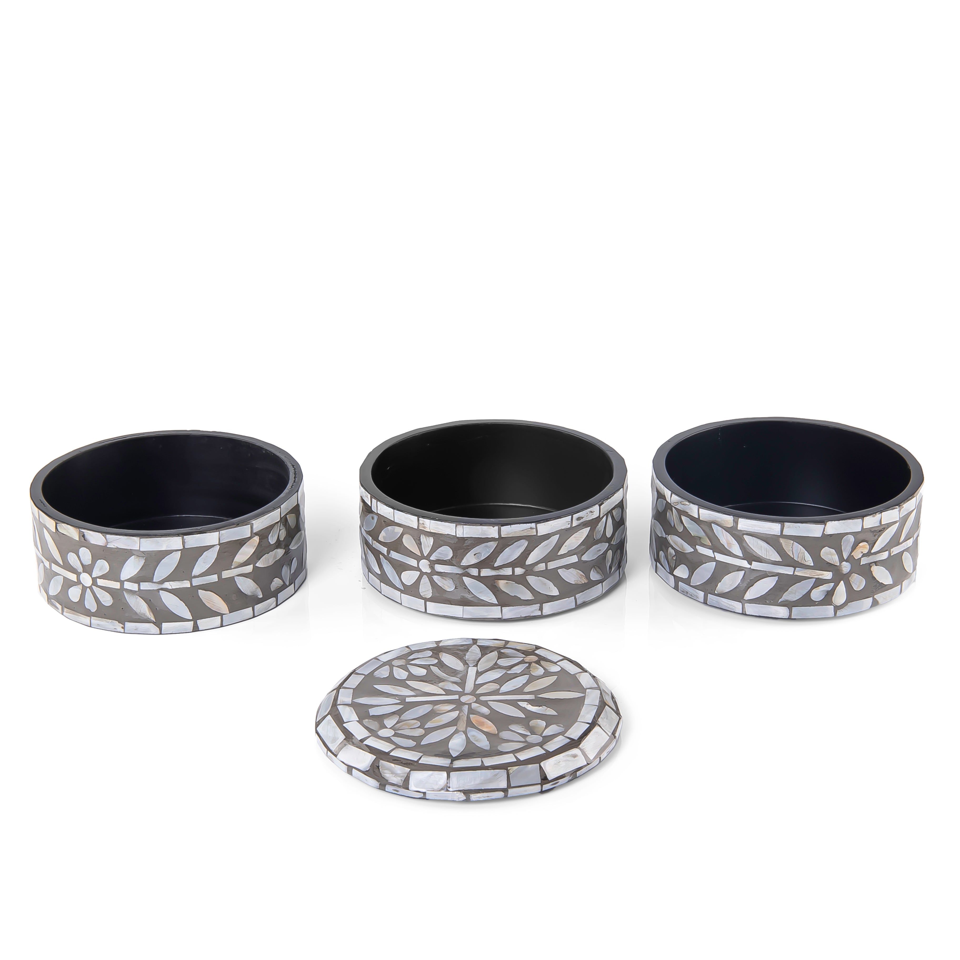 علبة من الصدف 3 طوابق متعددة الأستخدامات مع غطاء - رمادي