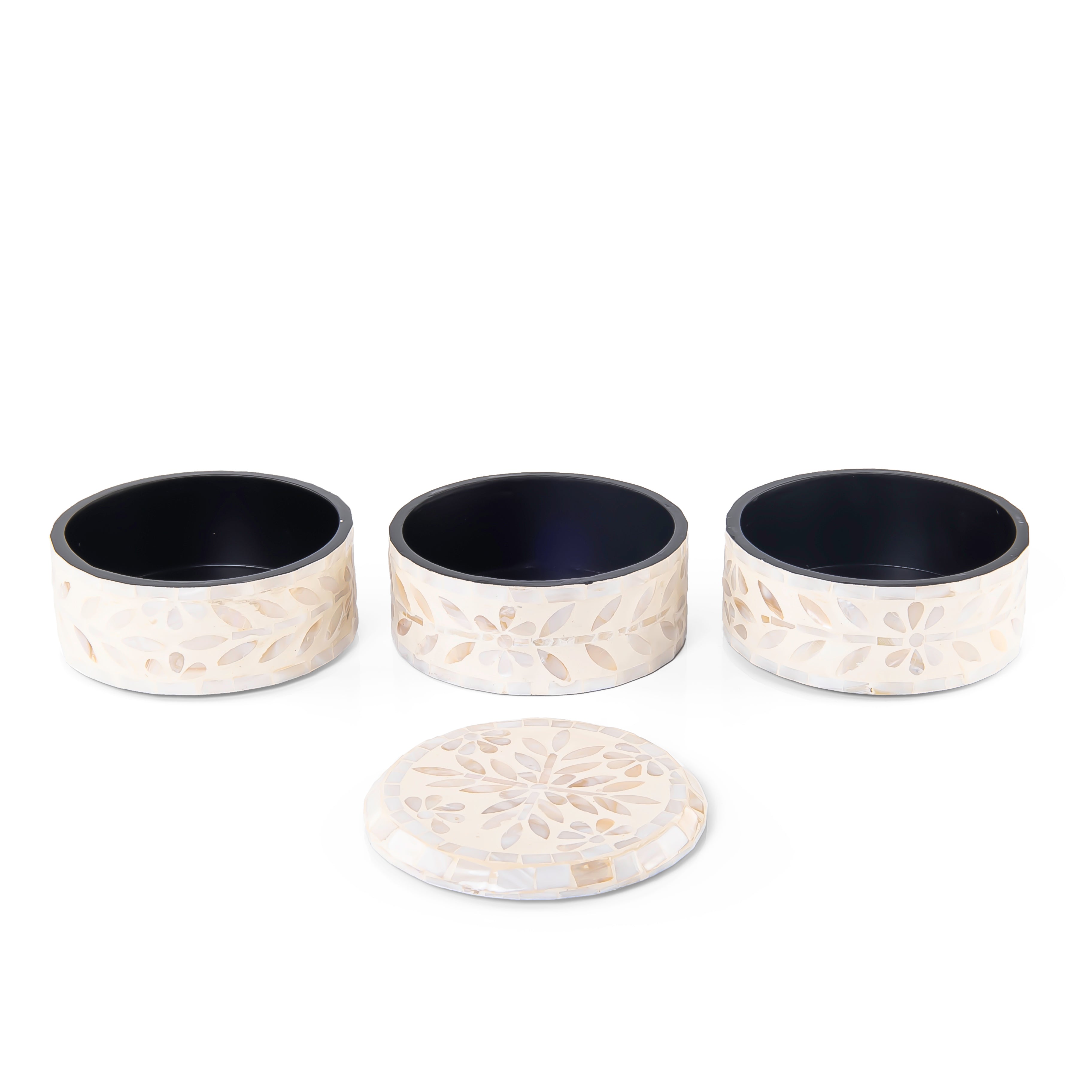 3-Story Mother of Pearl Multi-Layer Box with Lid - cream