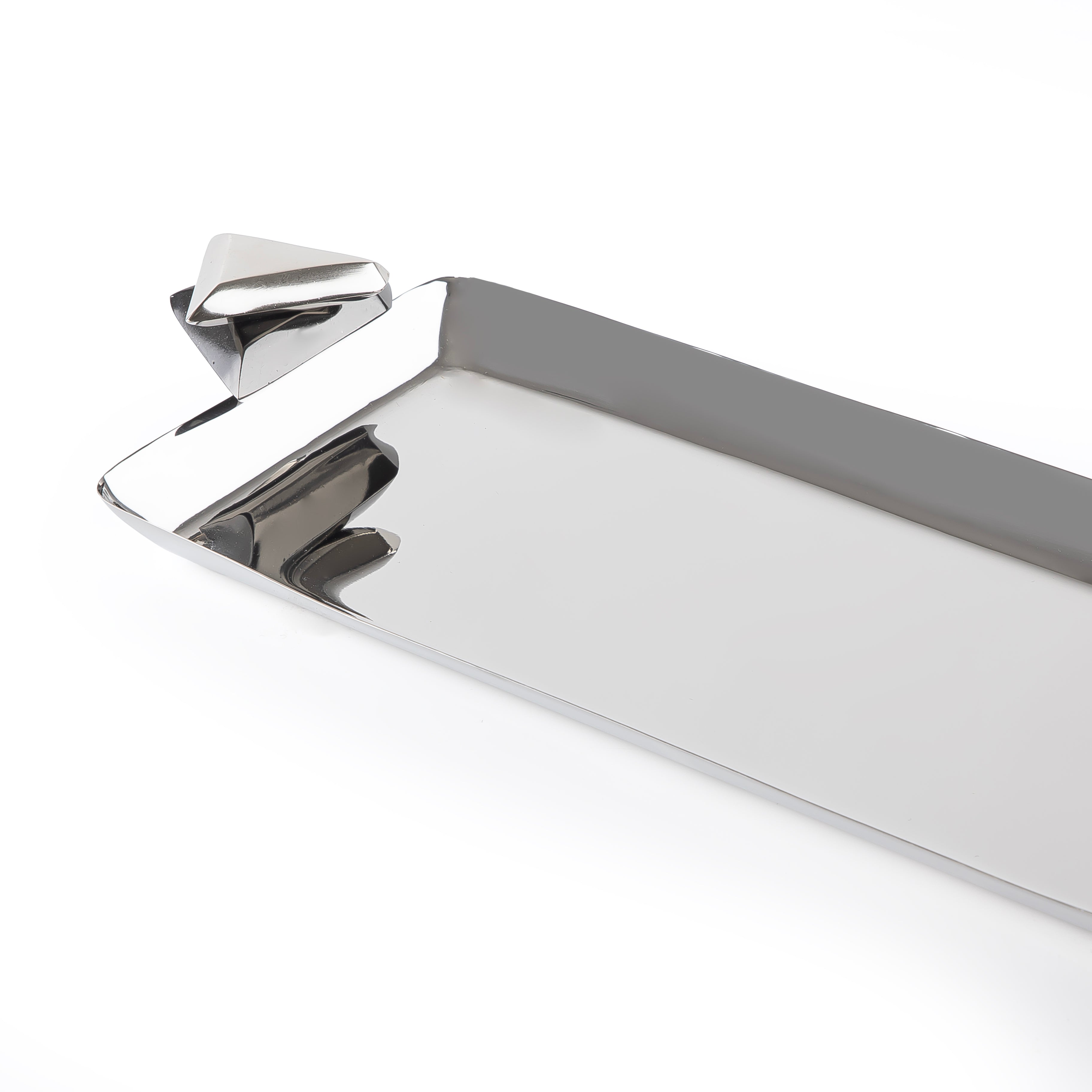 Rectangular Metal Serving Tray Silver & Black - Small