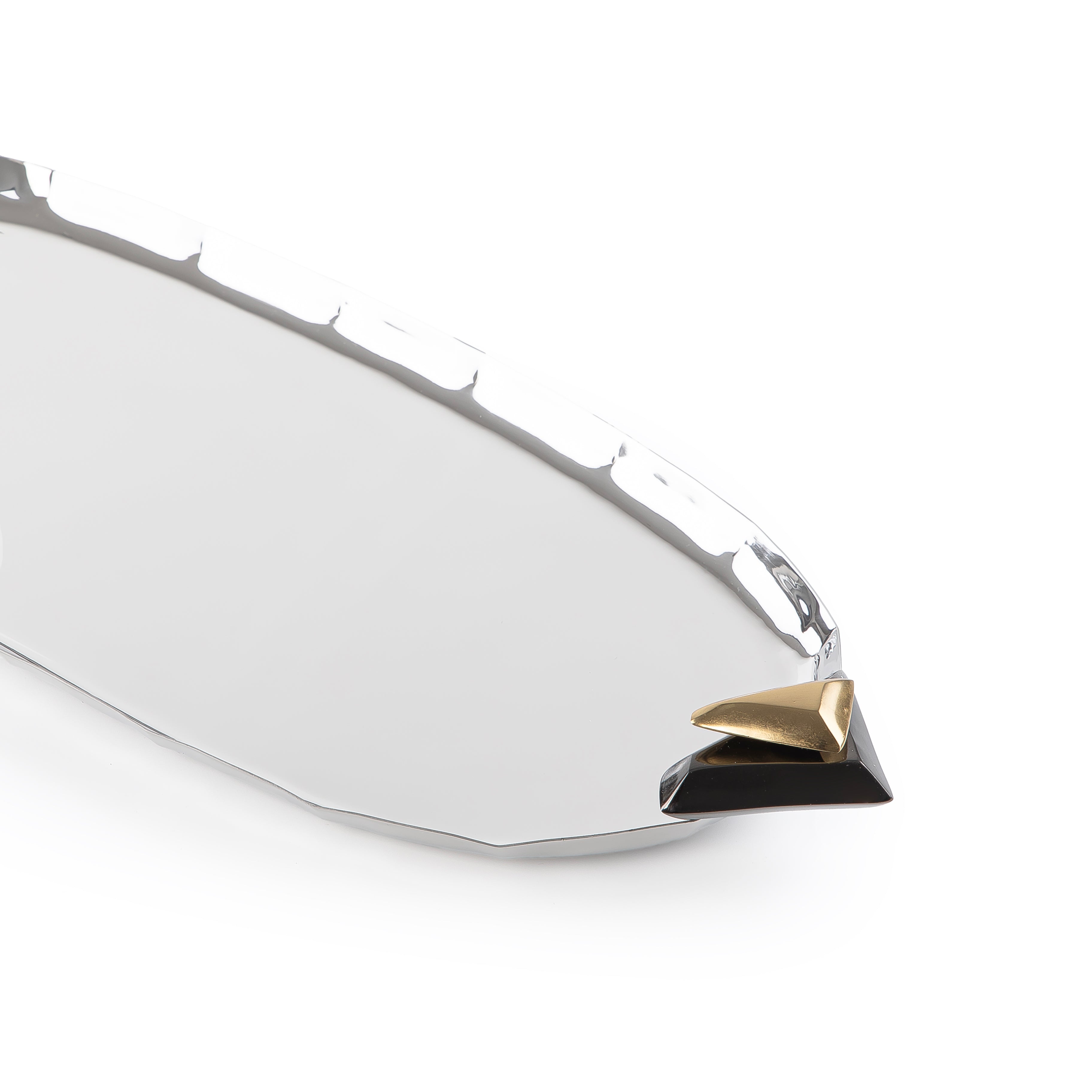 Oval Metal Tray Gold and Black small