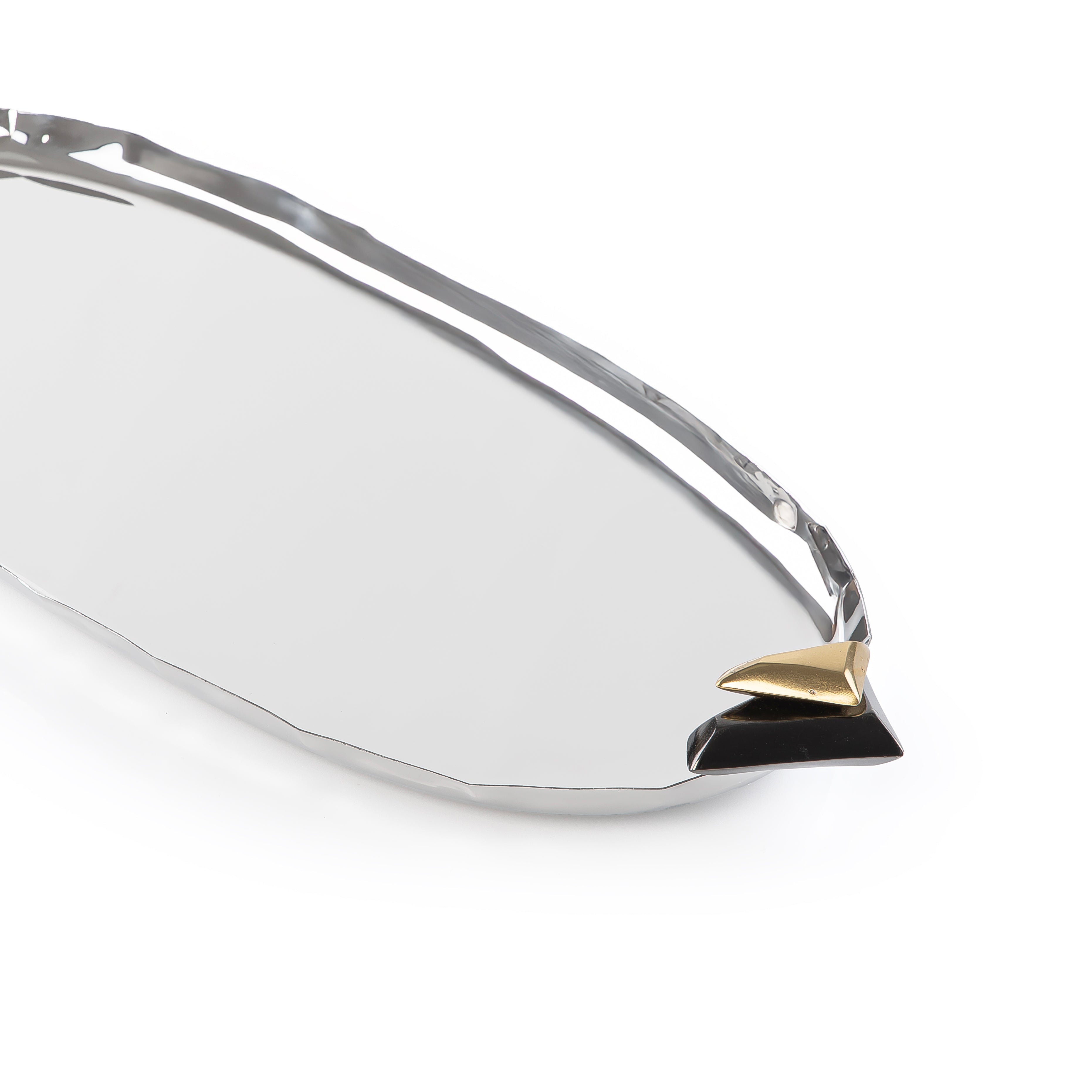 Oval Metal Tray Gold and Black - Large