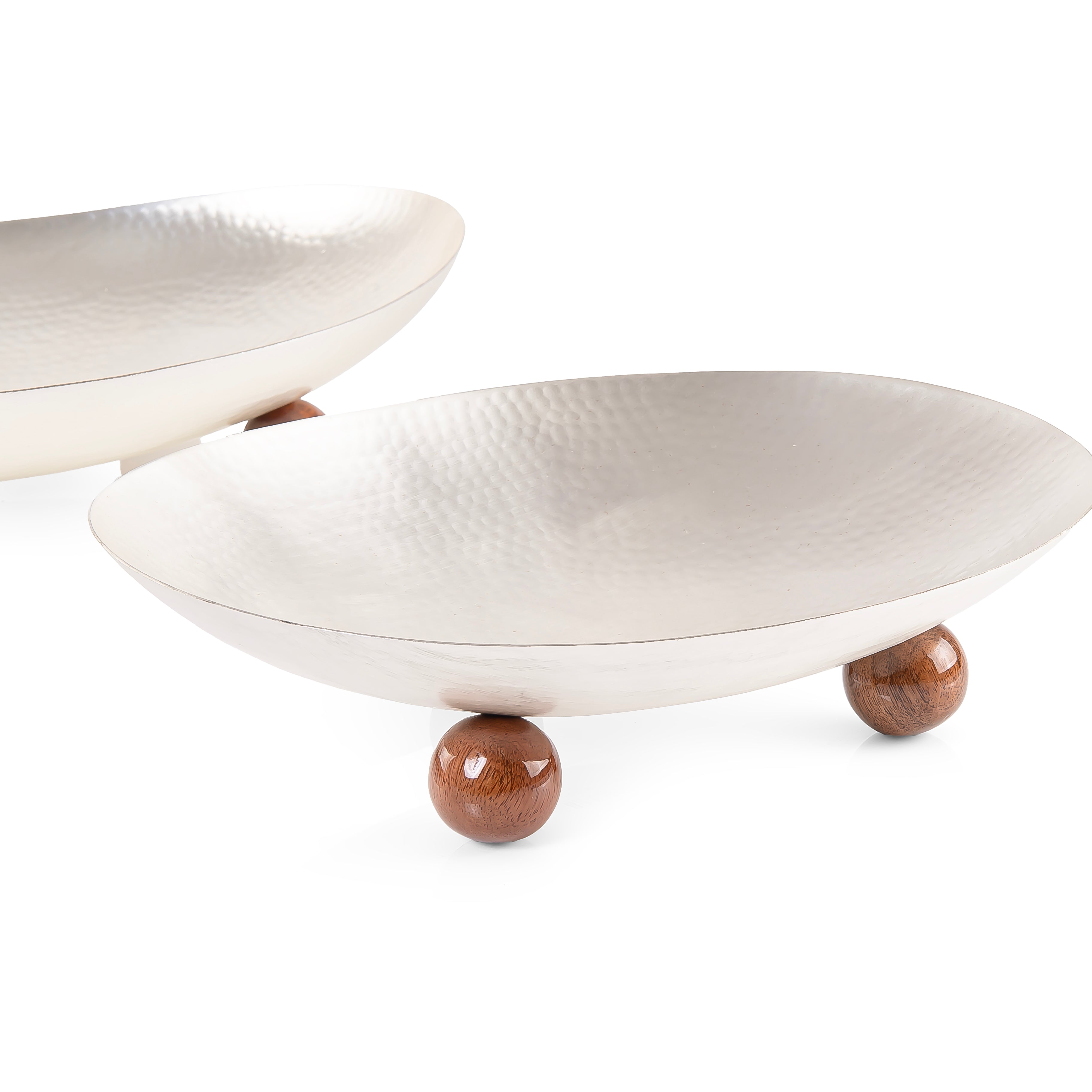 طقم 2 ستاند تقديم من الستانلس ستيل بتصميم مطروق وقواعد خشبية