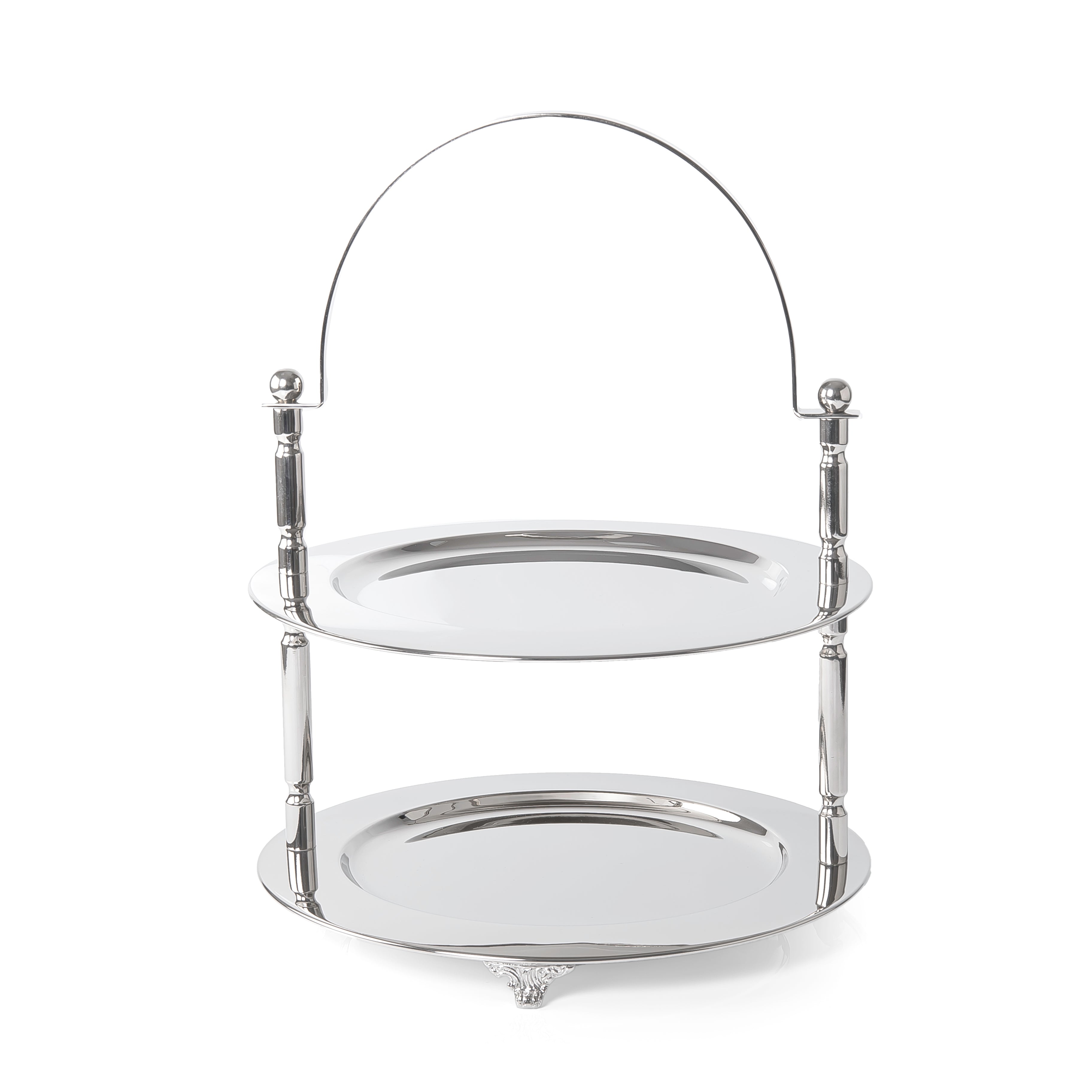 Stainless Steel Serving Stand with Two Round Dishes