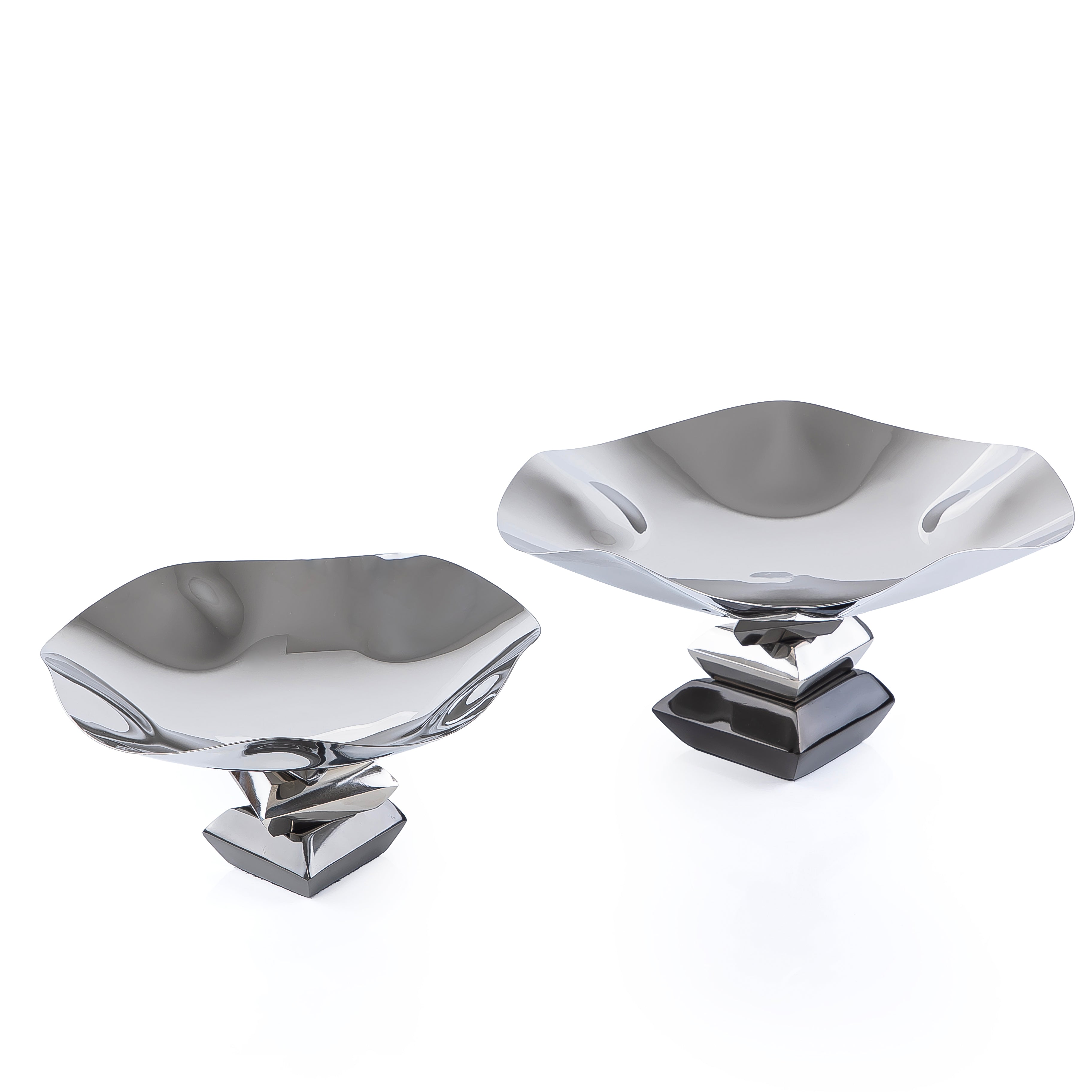 Set of 2 Metal Cake Stand with gift box - Black & Silver