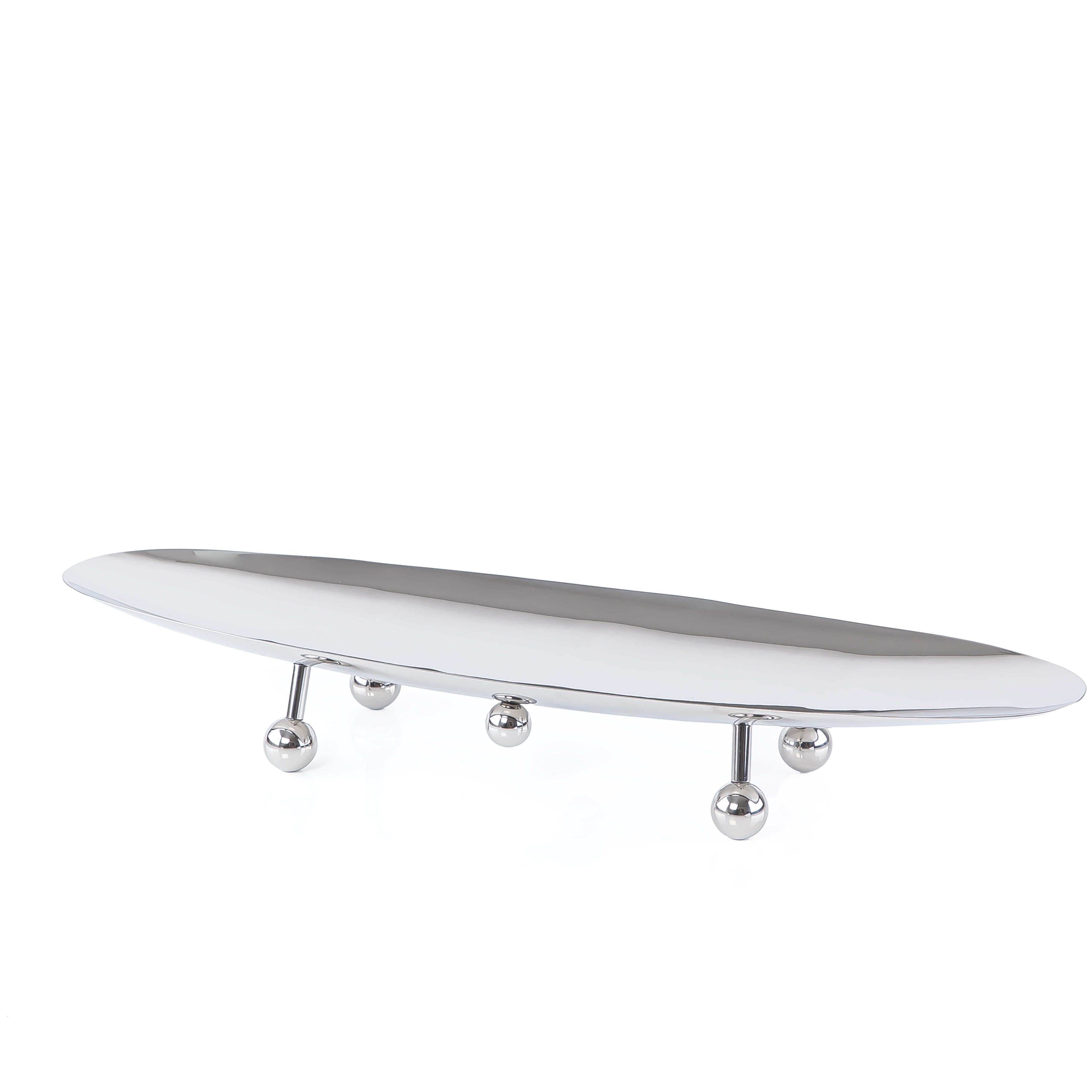 Oval metal stand with legs- silver large