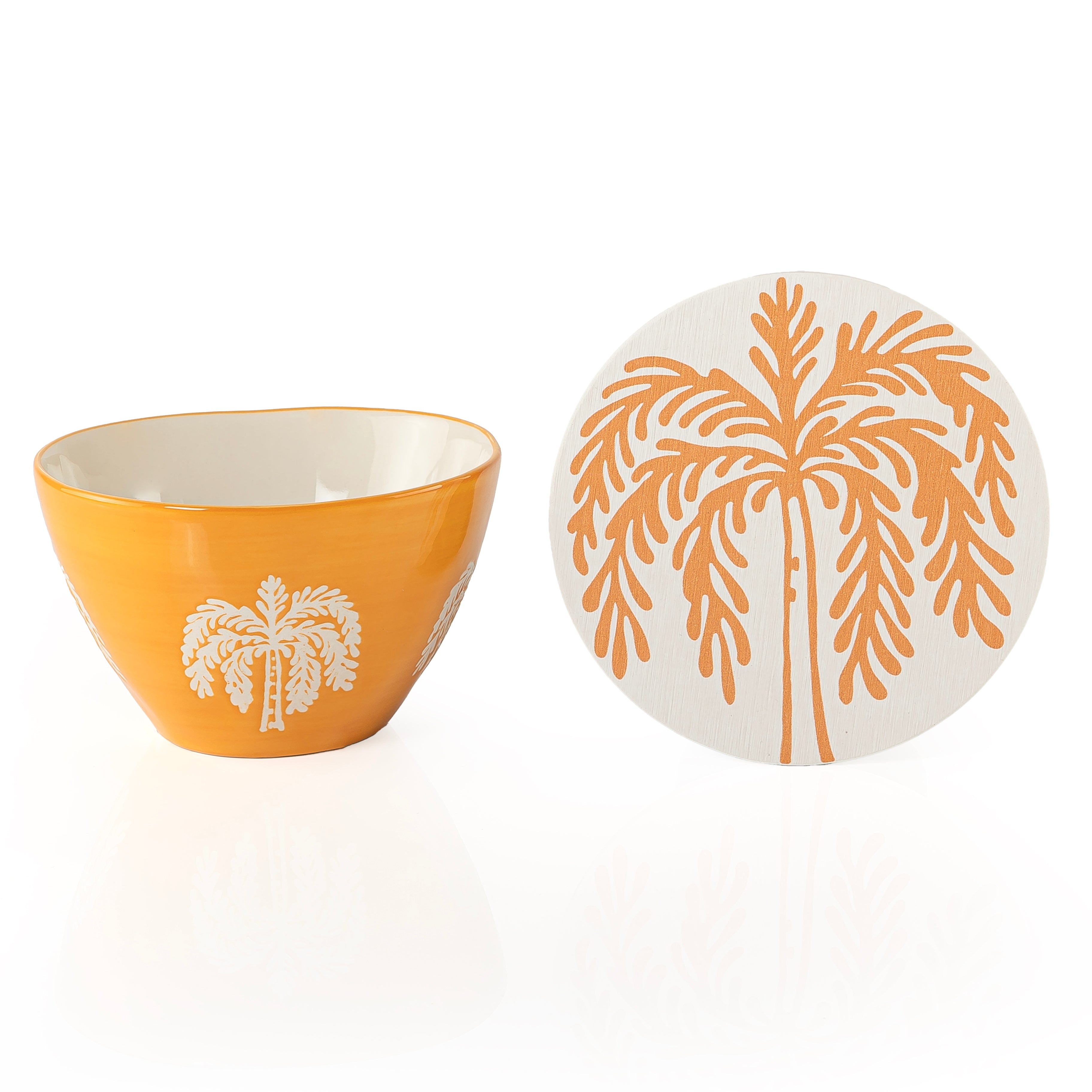 Round Ceramic Gargee'an Jar with Palm Tree Pattern