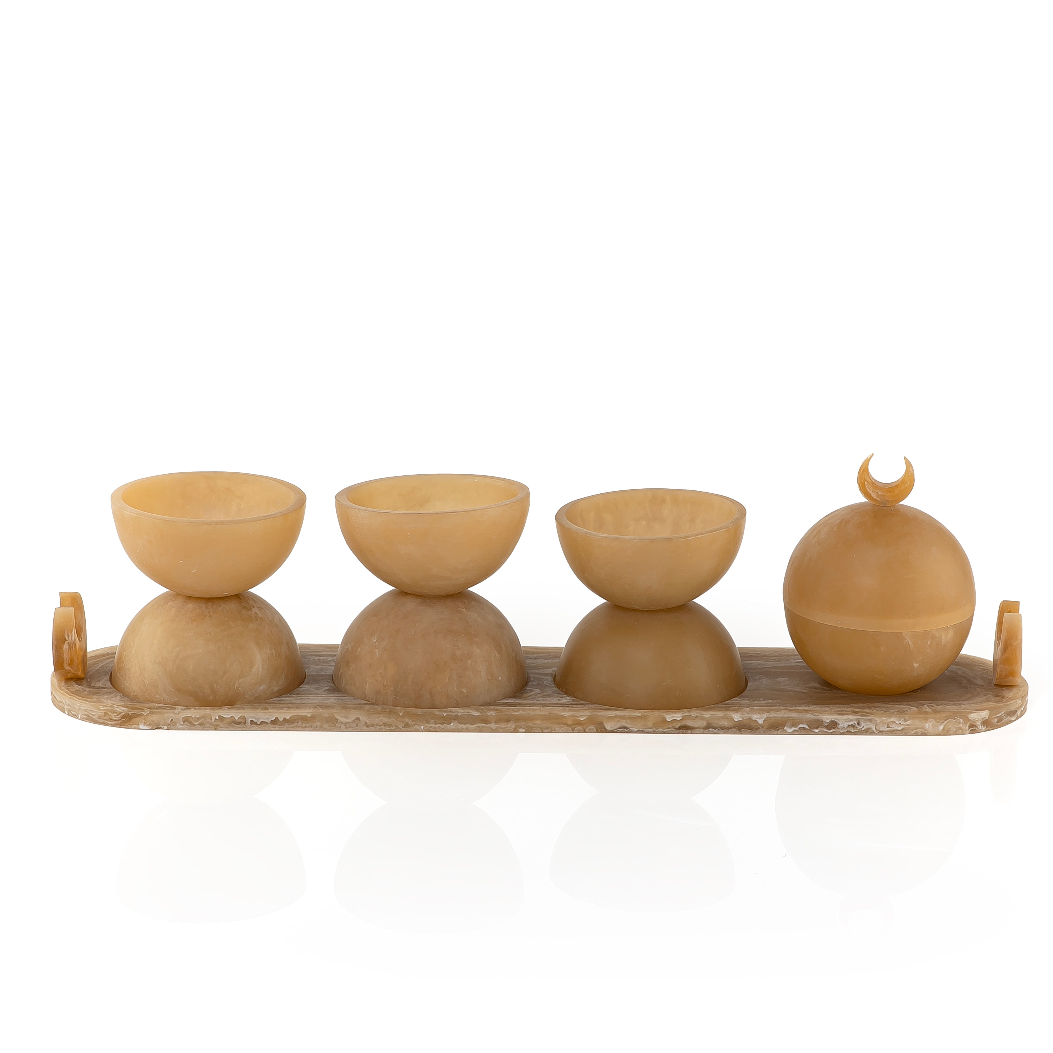 Set of 4 Resin Bowls with Tray