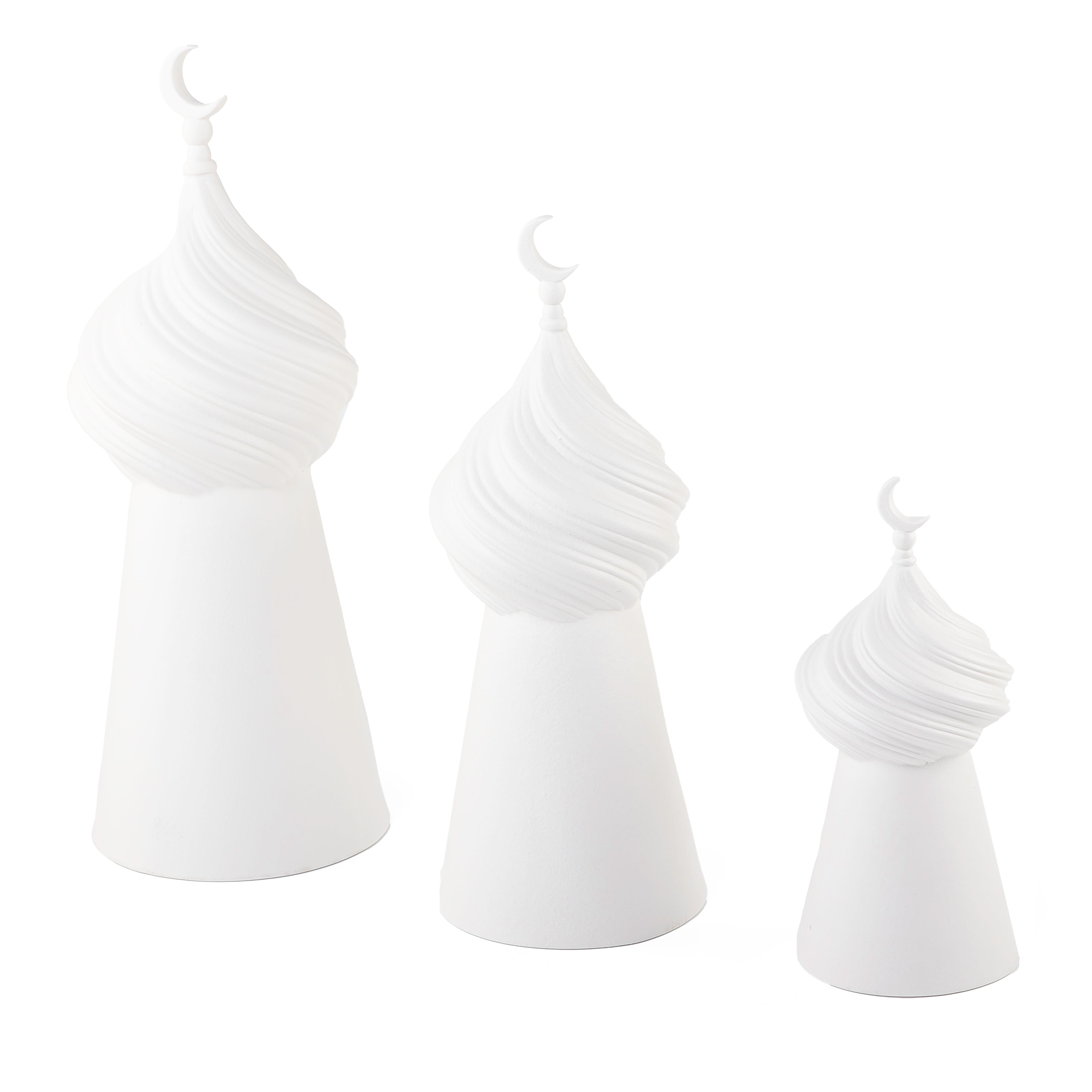 Set of 3 Ceramic Spiral Stands with Crescent Decoration with Gift Box