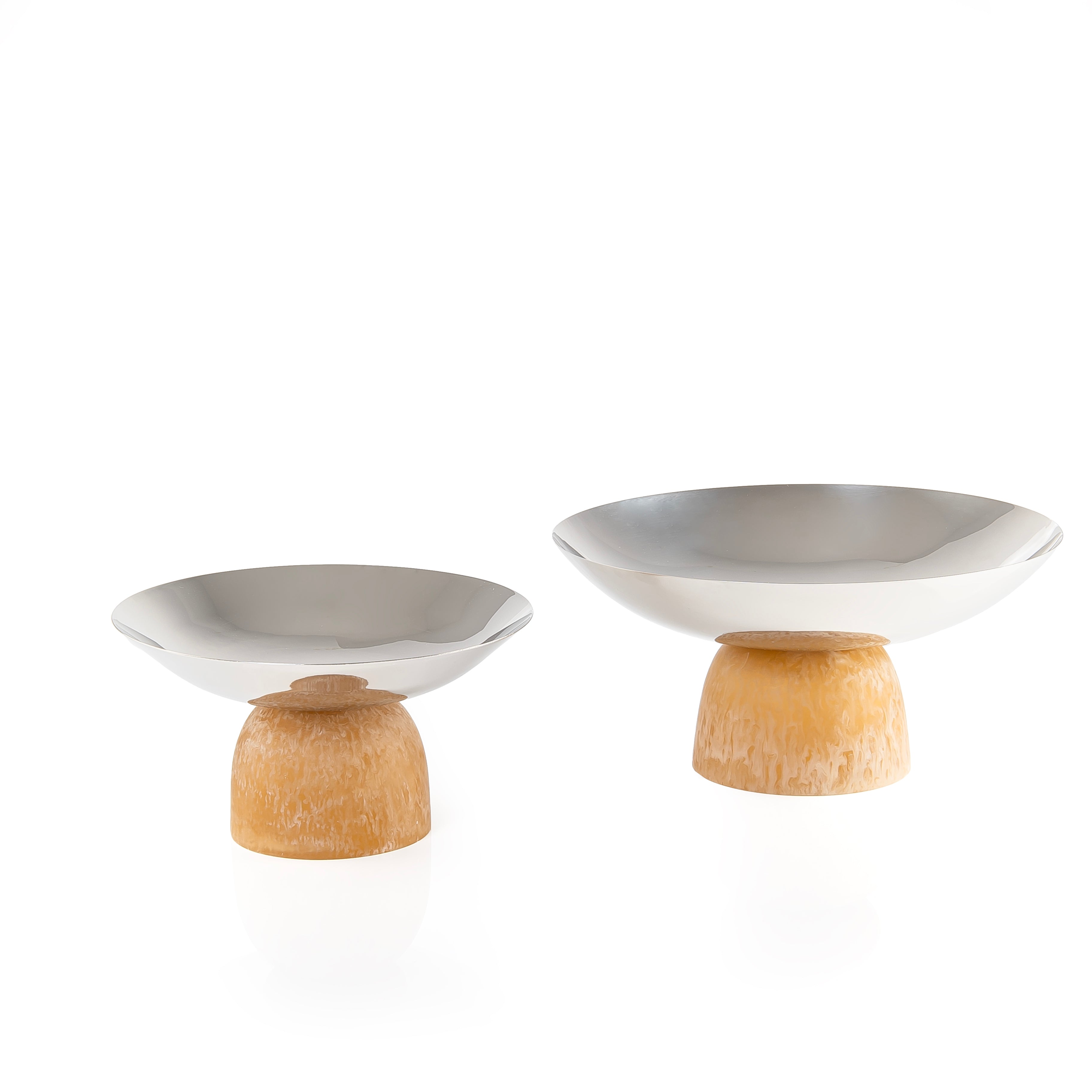 Set of 2 Stainless Steel Serving Dishes with Resin Base and Gift Box - Olive Green