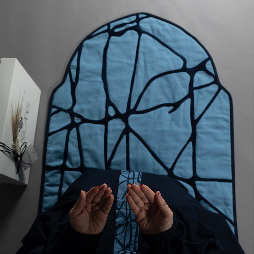 Cotton Prayer Set with Dress and Oval-Shaped Prayer Mat in Gift Box