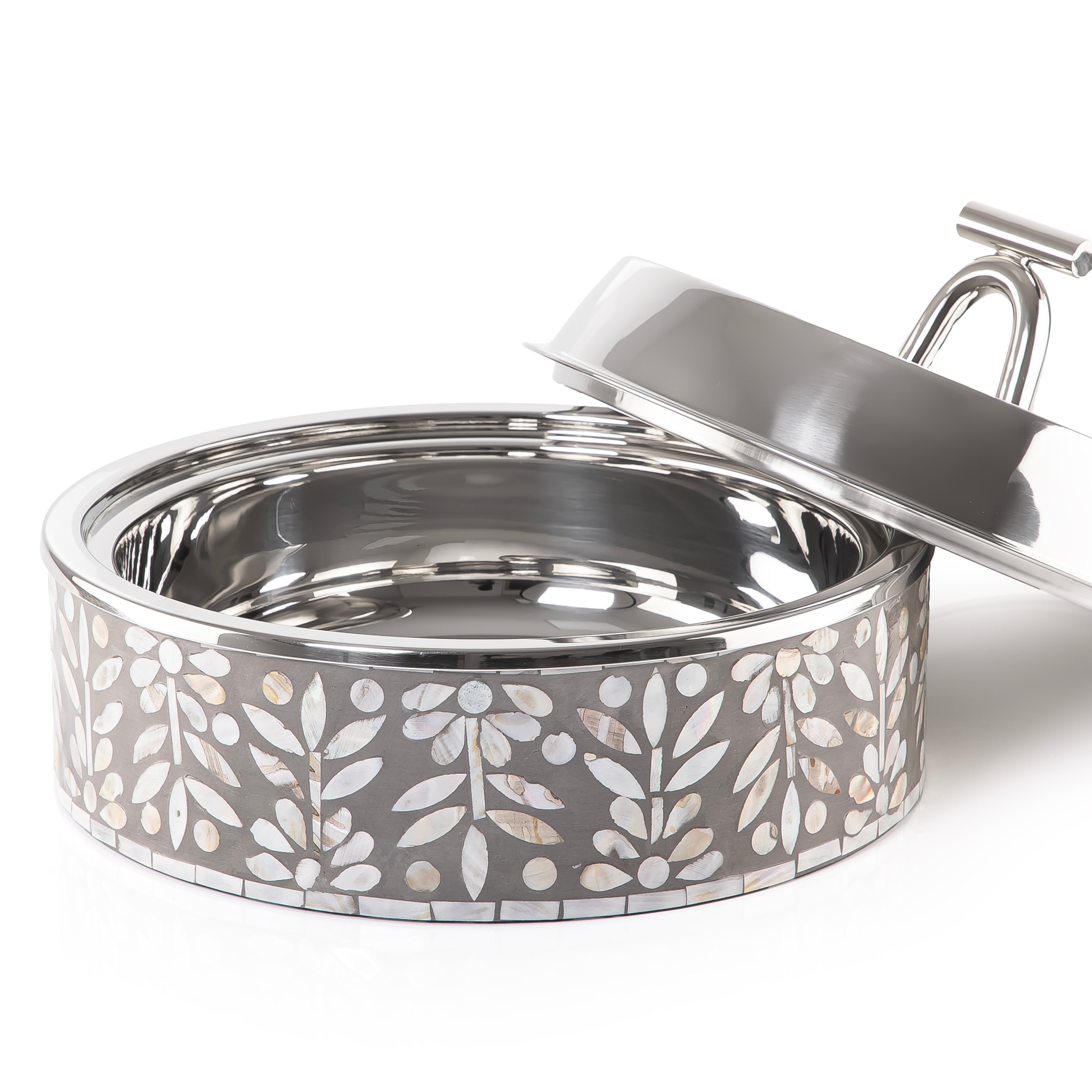 Large mother of pearl stainless steel food heat keeper - grey