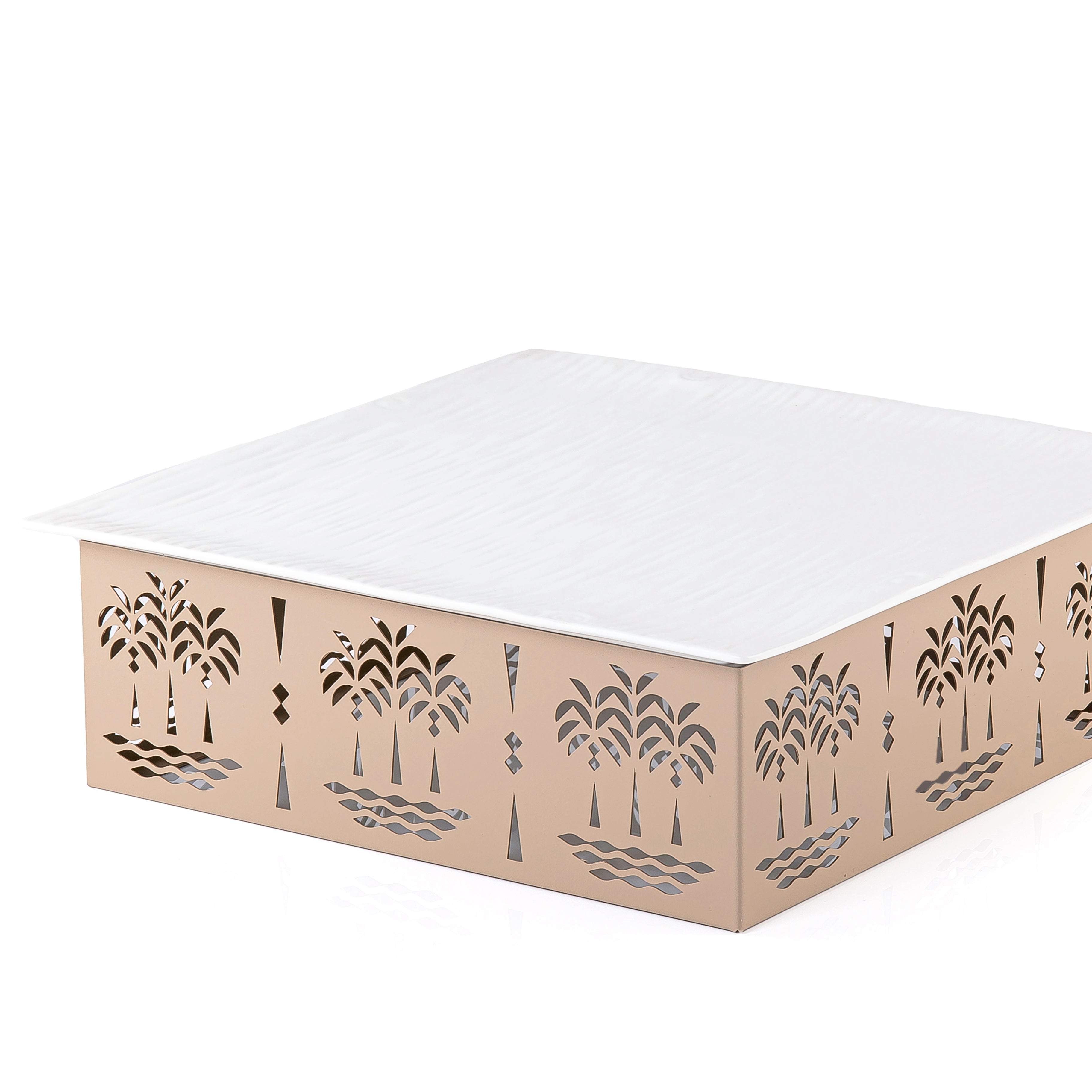 Square Ceramic Dish with Metal Base
Palm Design- Large