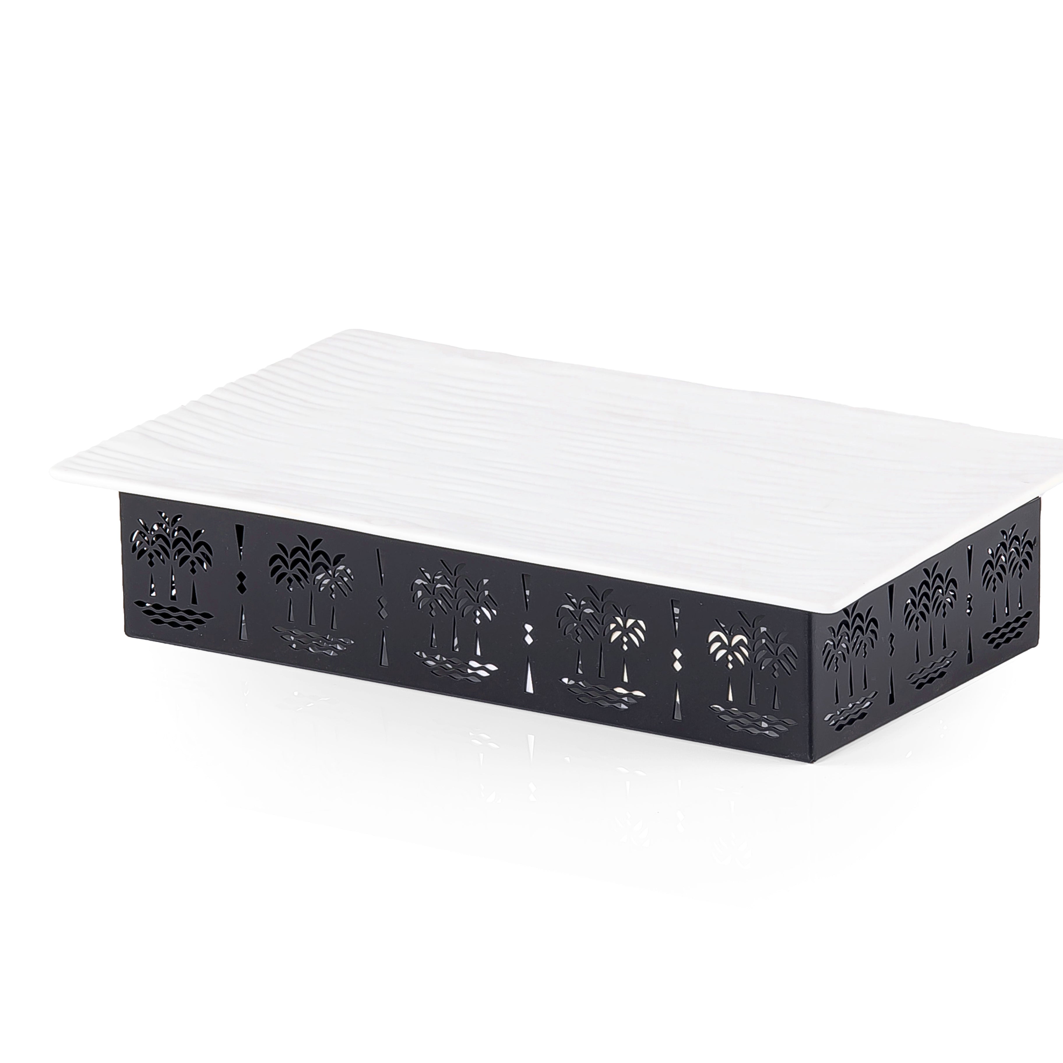 Rectangular Ceramic Dish with Metal Base
Palm Design- Small