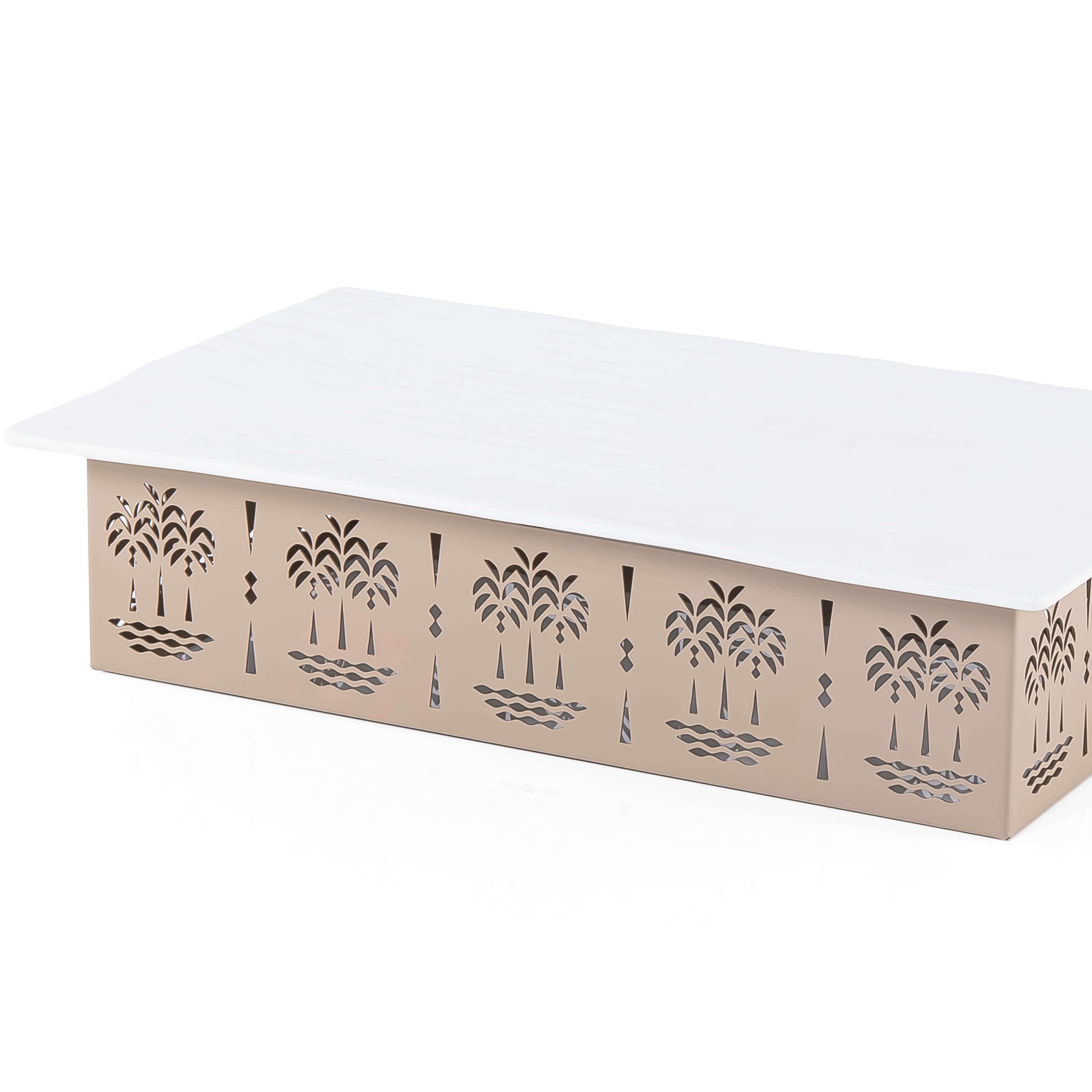 Rectangular Ceramic Dish with Metal Base
Palm Design- Medium