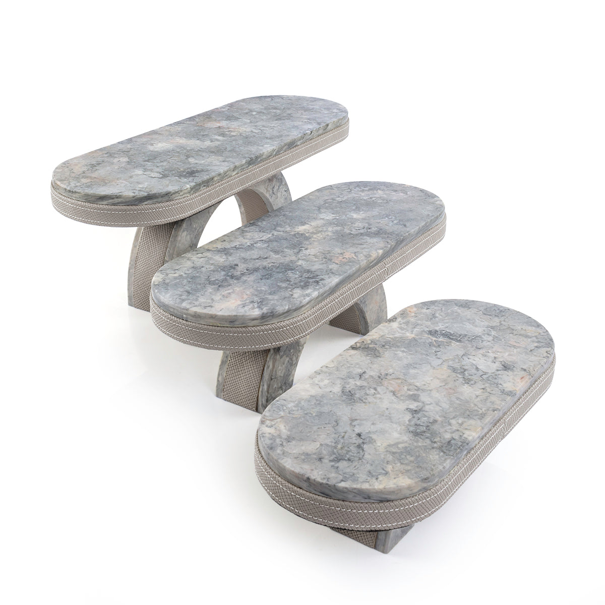 Three-Tier Marble Stand Set with Leather Base