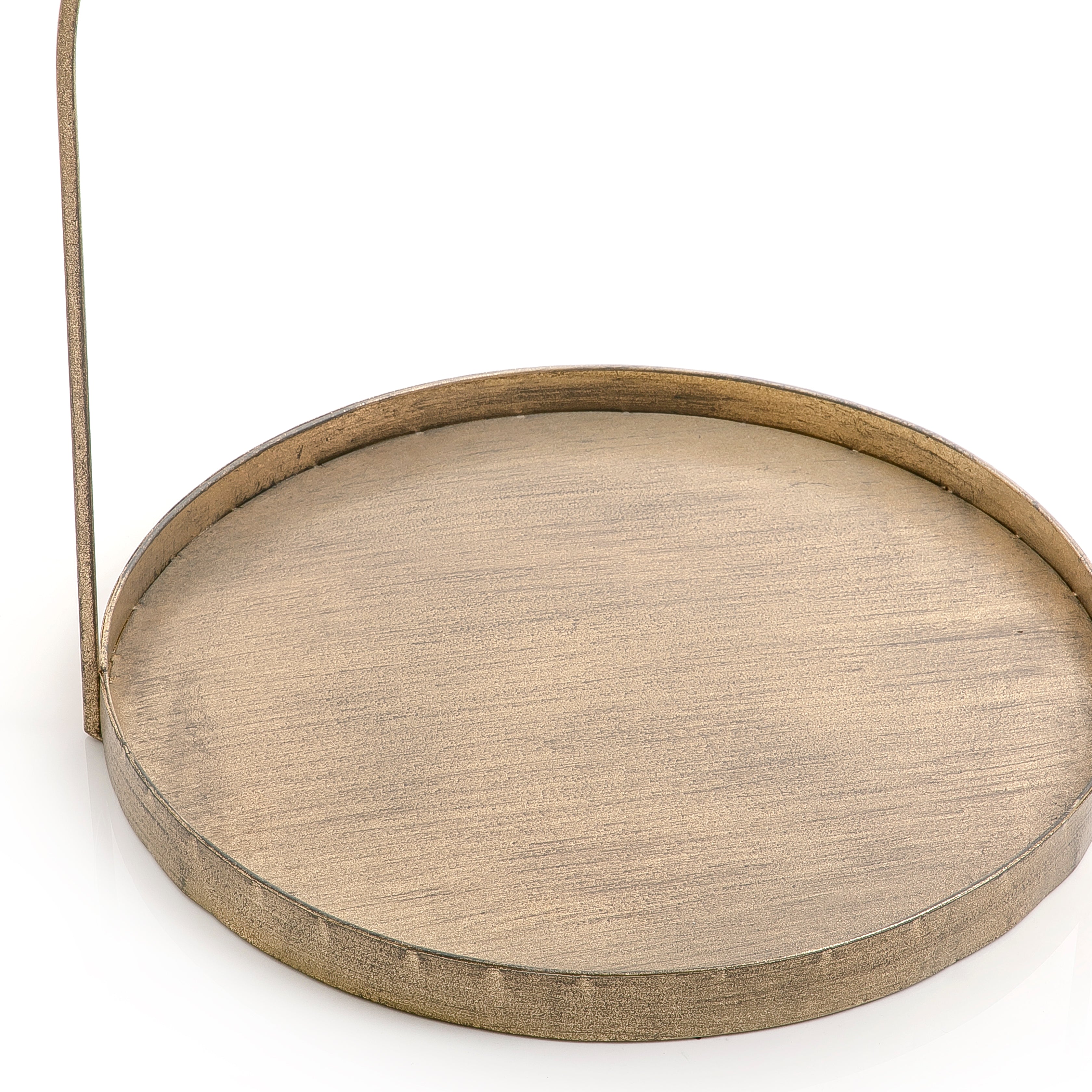 Gold Round Metal Stand With Handle