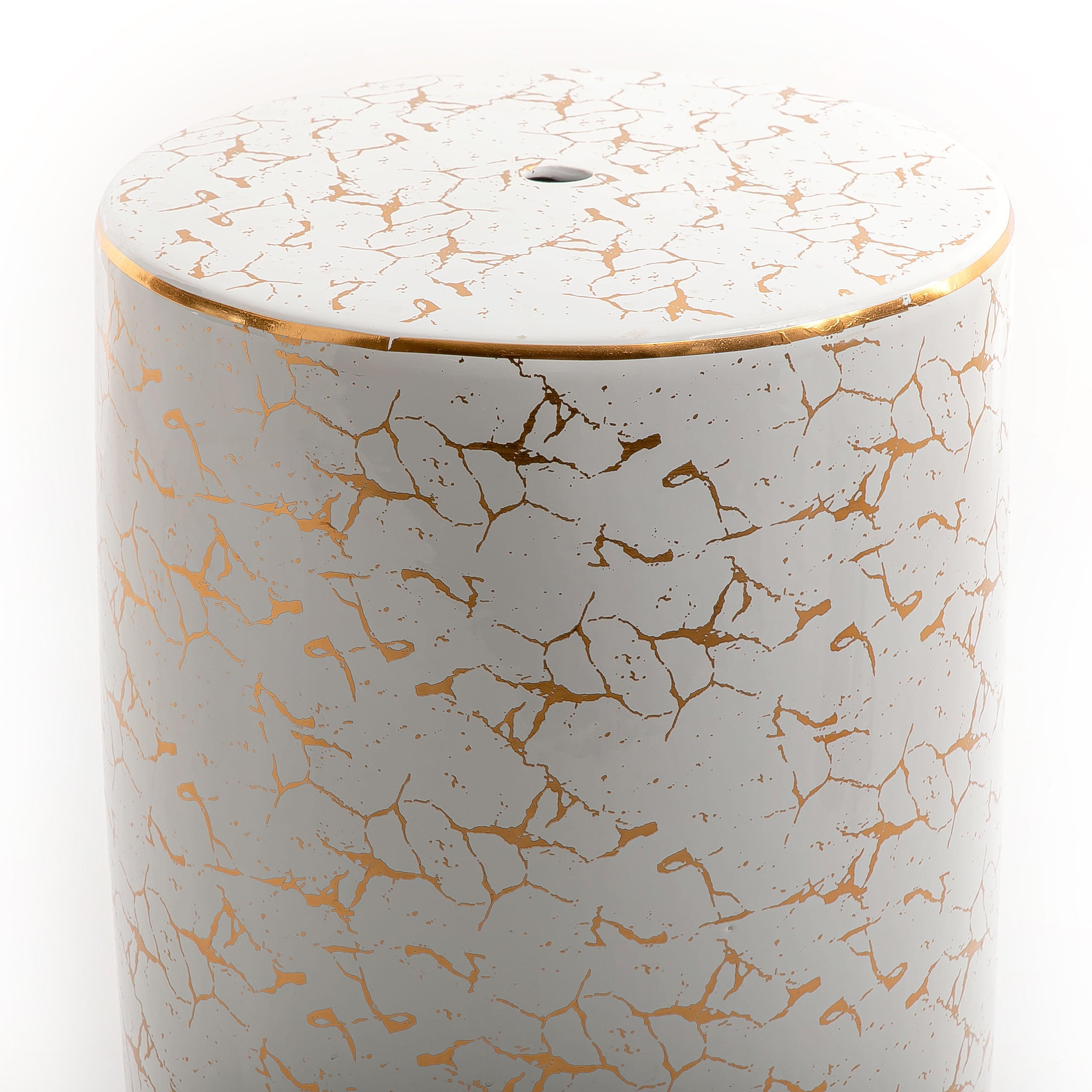 Ceramic Table with Cylindrical Shape and Decorative Pattern