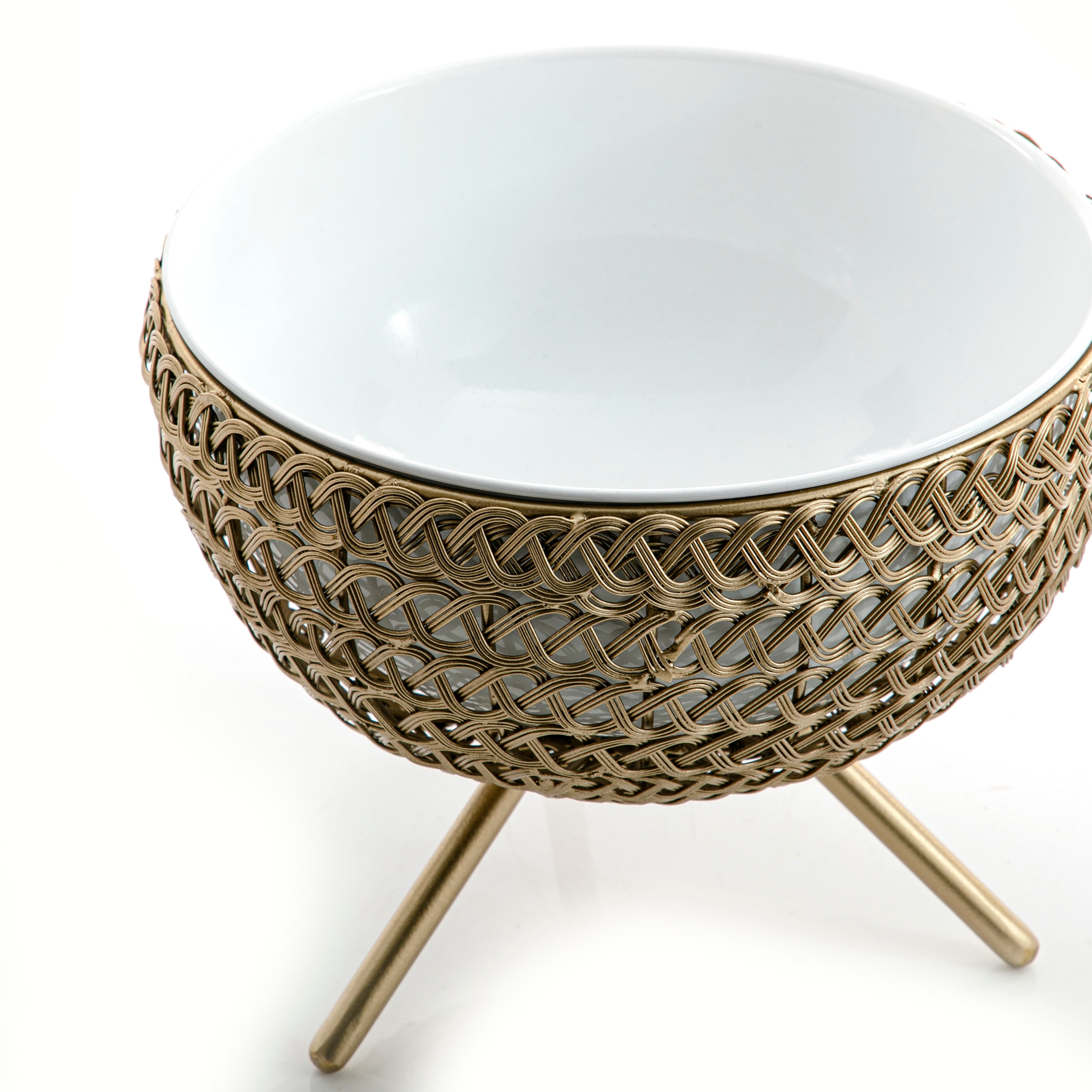 Gold round Metal Bowl With Legs