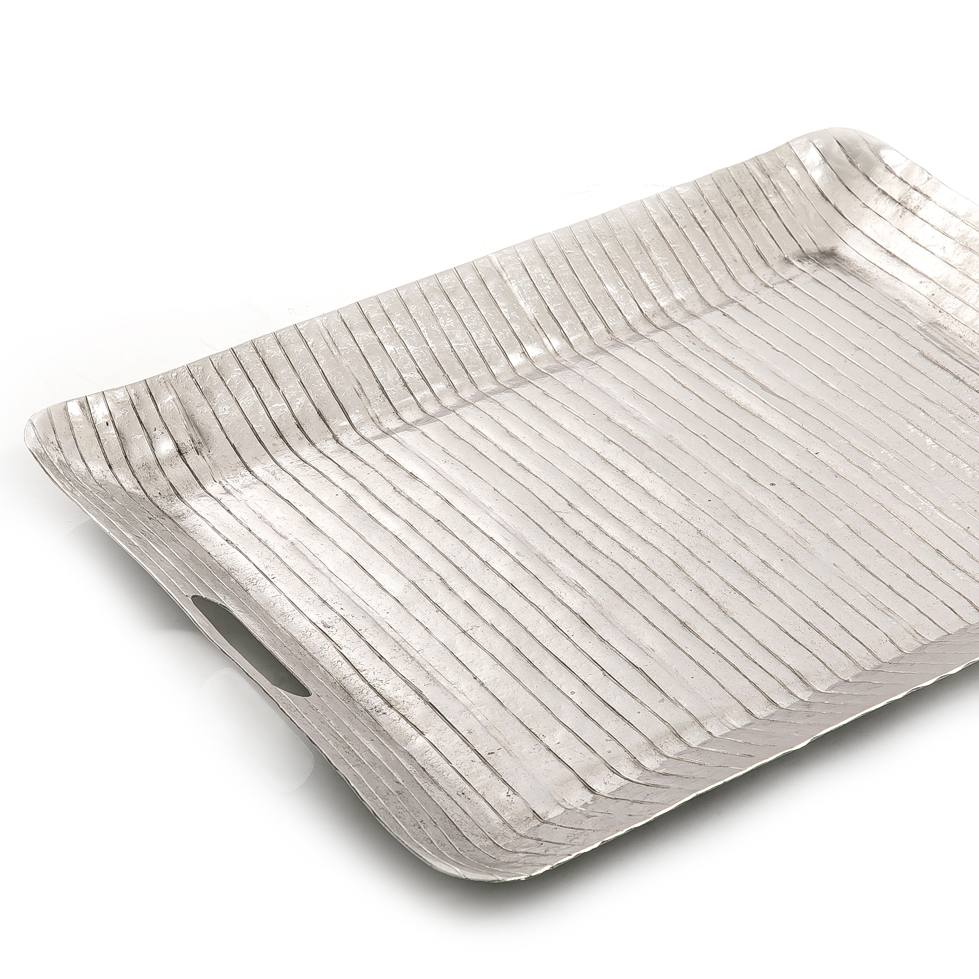 Silver Rectangular Metal Tray