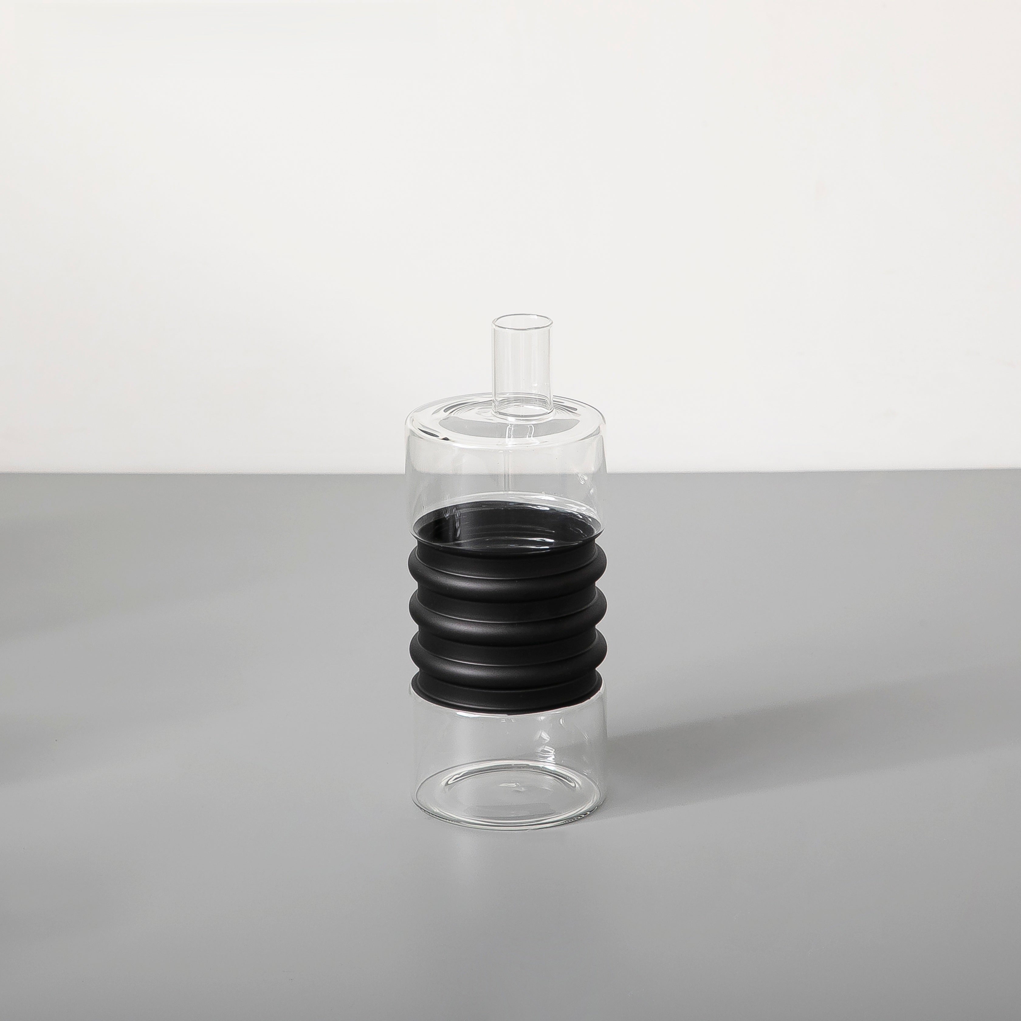 Black And Clear Glass Vase
