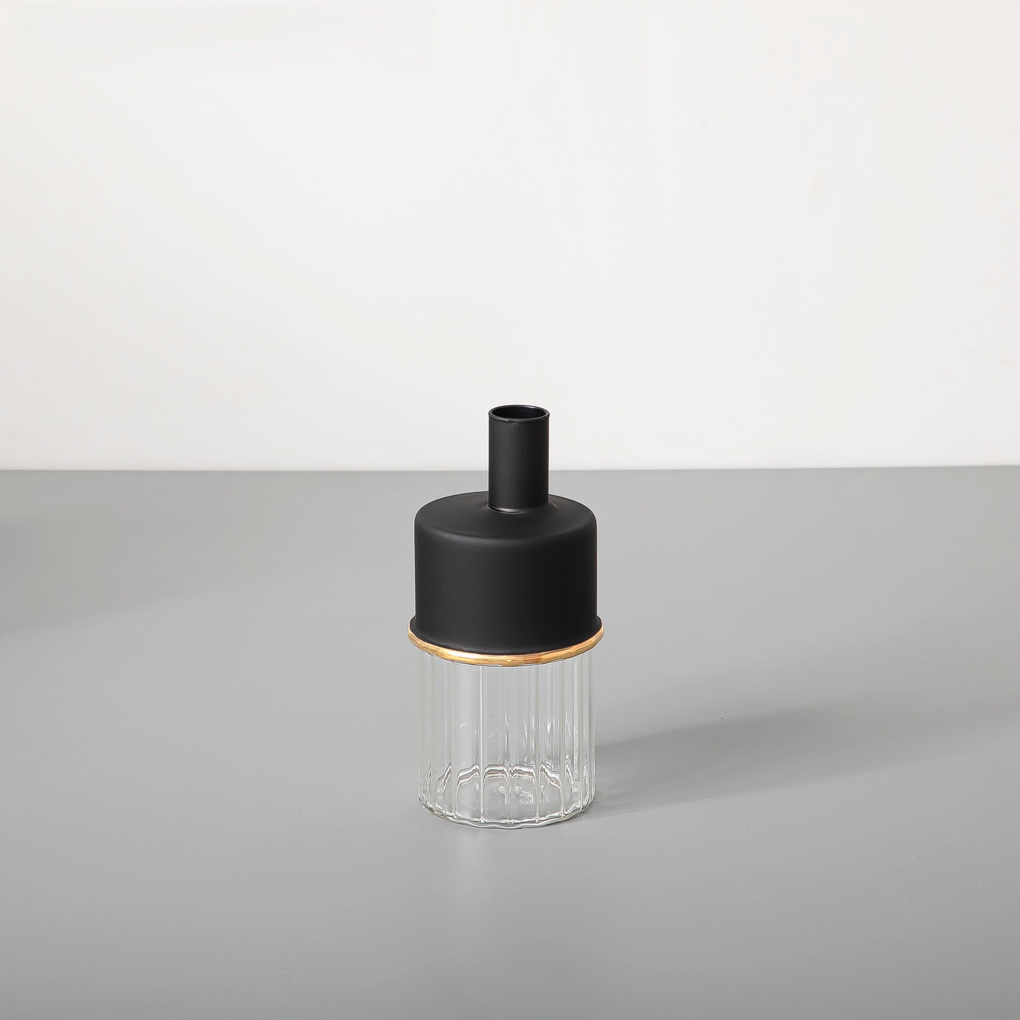 Black And Clear Glass Vase