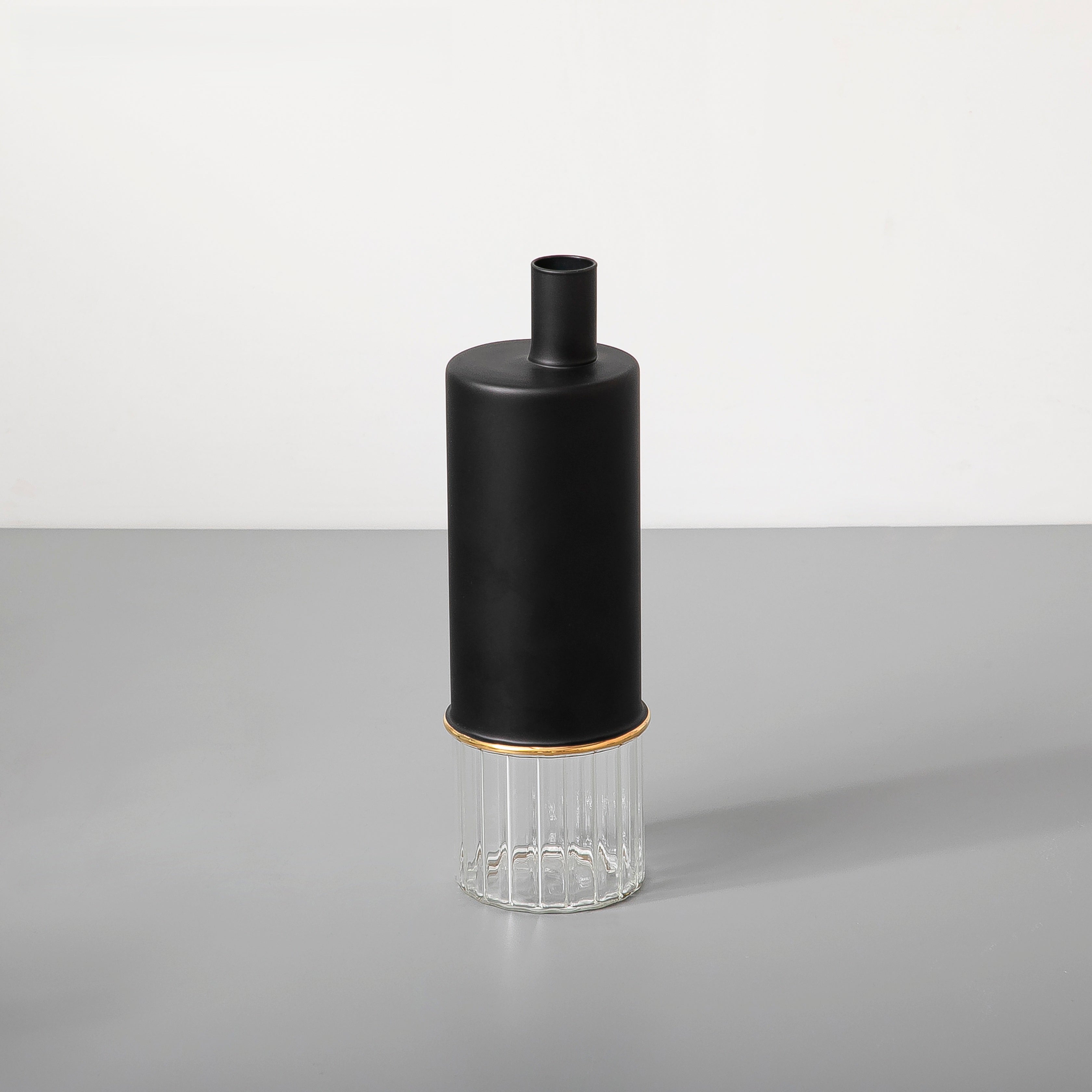 Black And Clear Glass Vase