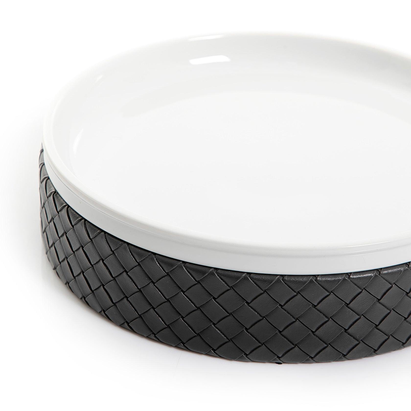 Round Ceramic Stand With Dark Grey Leather Base
