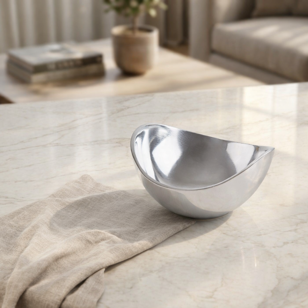 Medium Metal Bowl - Silver