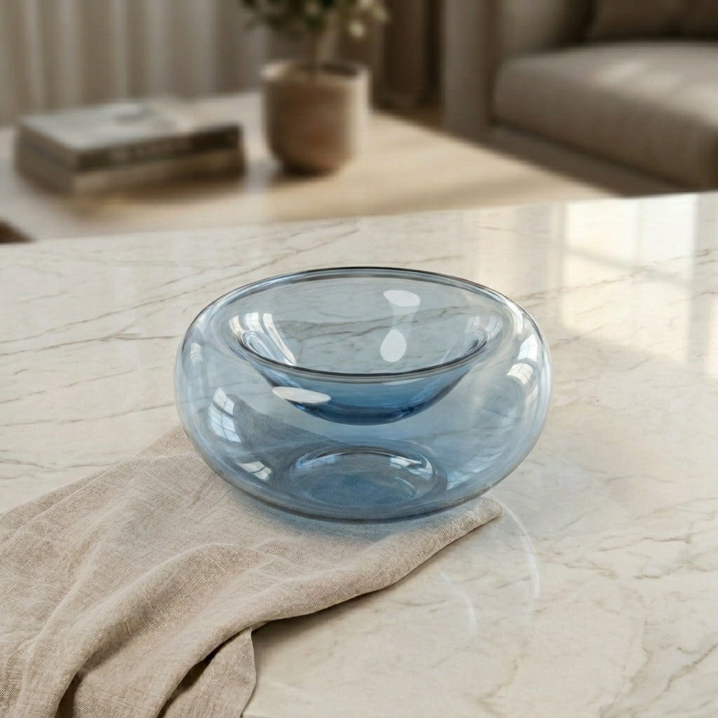 Glass bowl in blue grey color - Small