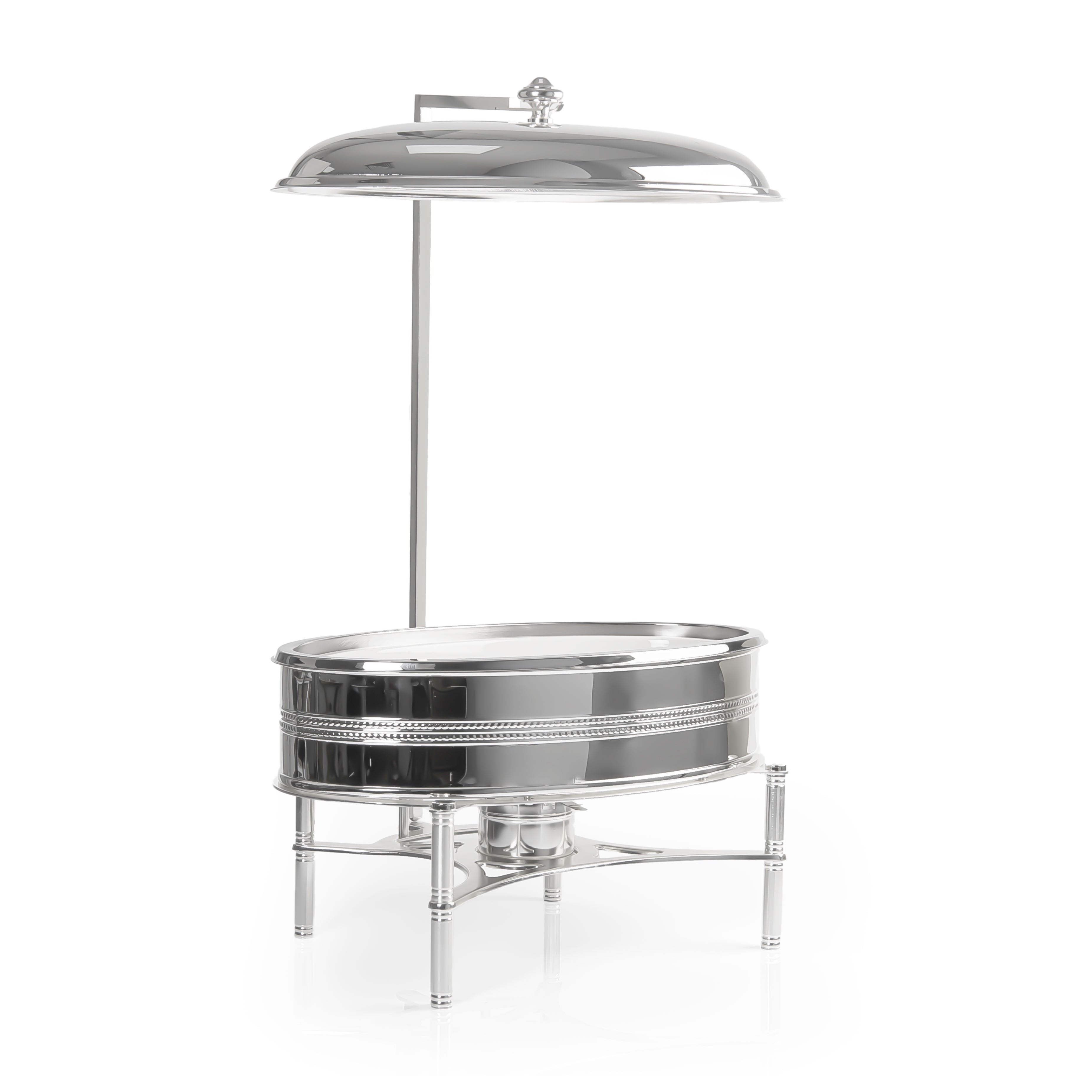 Oval Metal Food Heater with Cover and Raised Base for Buffet