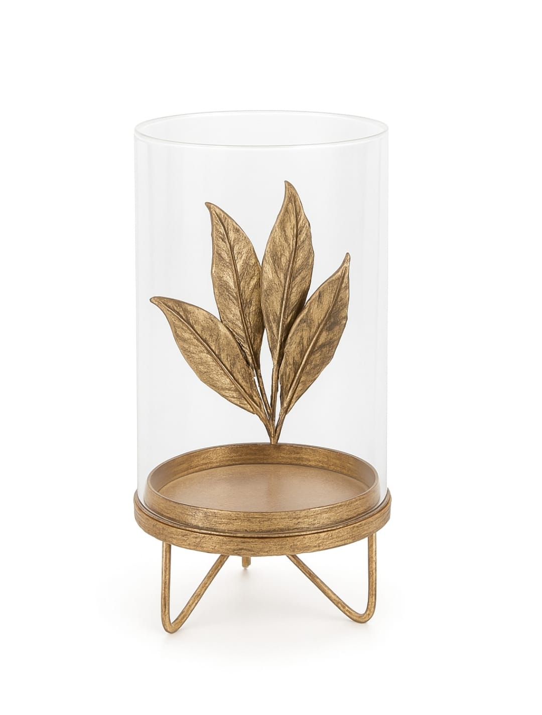 Round Metal Stand with Leaf Design