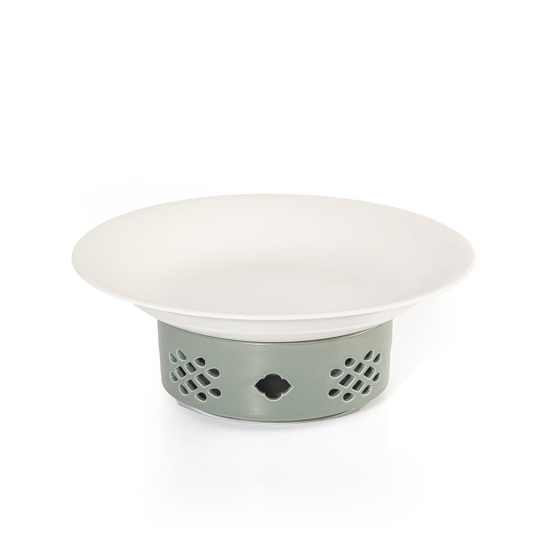 طبق سيراميك أنيق مع قاعدة موقد عملية