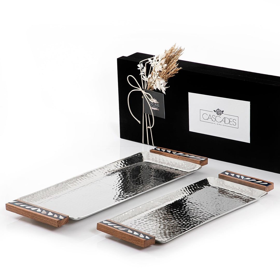 Set of 2 metal trays with gift box (7541488976067)