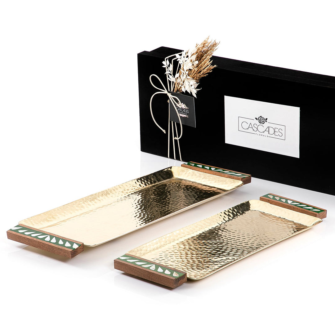 Set of 2 metal trays with gift box (7541488943299)