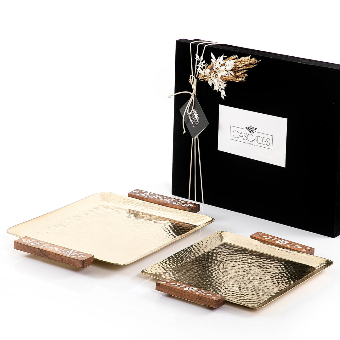 Set of 2 metal trays with gift box (7541488779459)