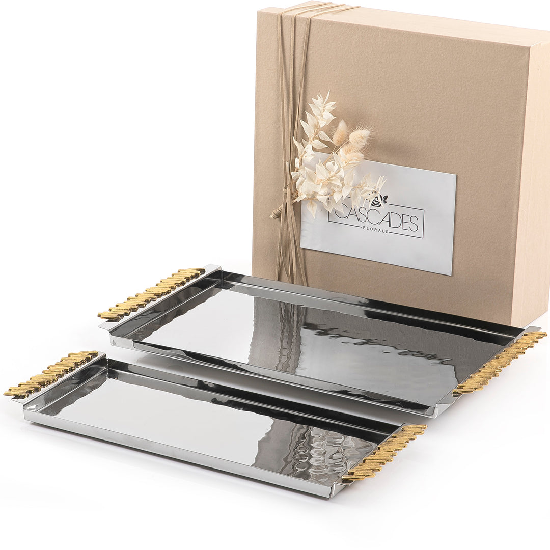 Set of 2 metal trays with gift box (7628756254915)