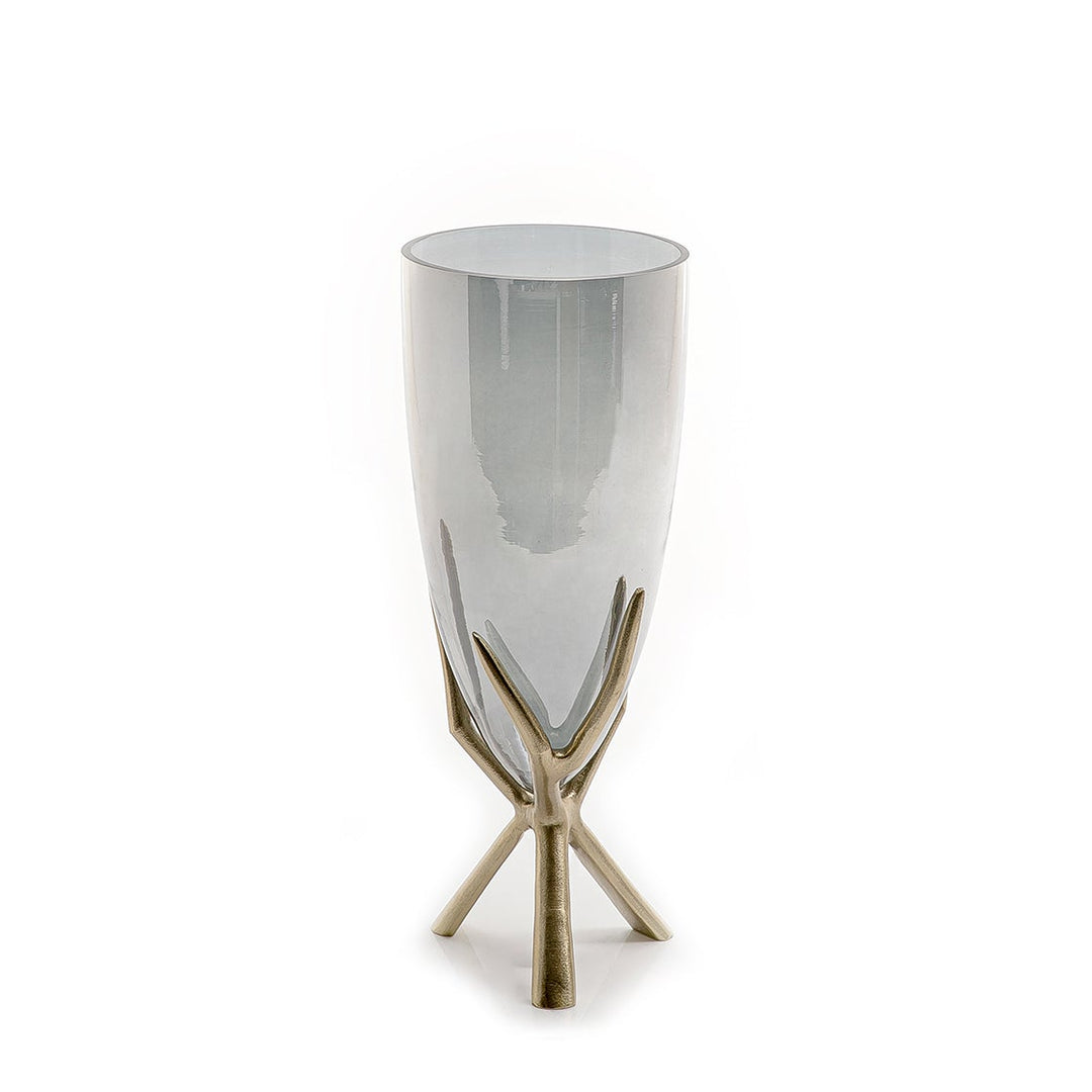 Glass and metal vase small size (7090440896707)