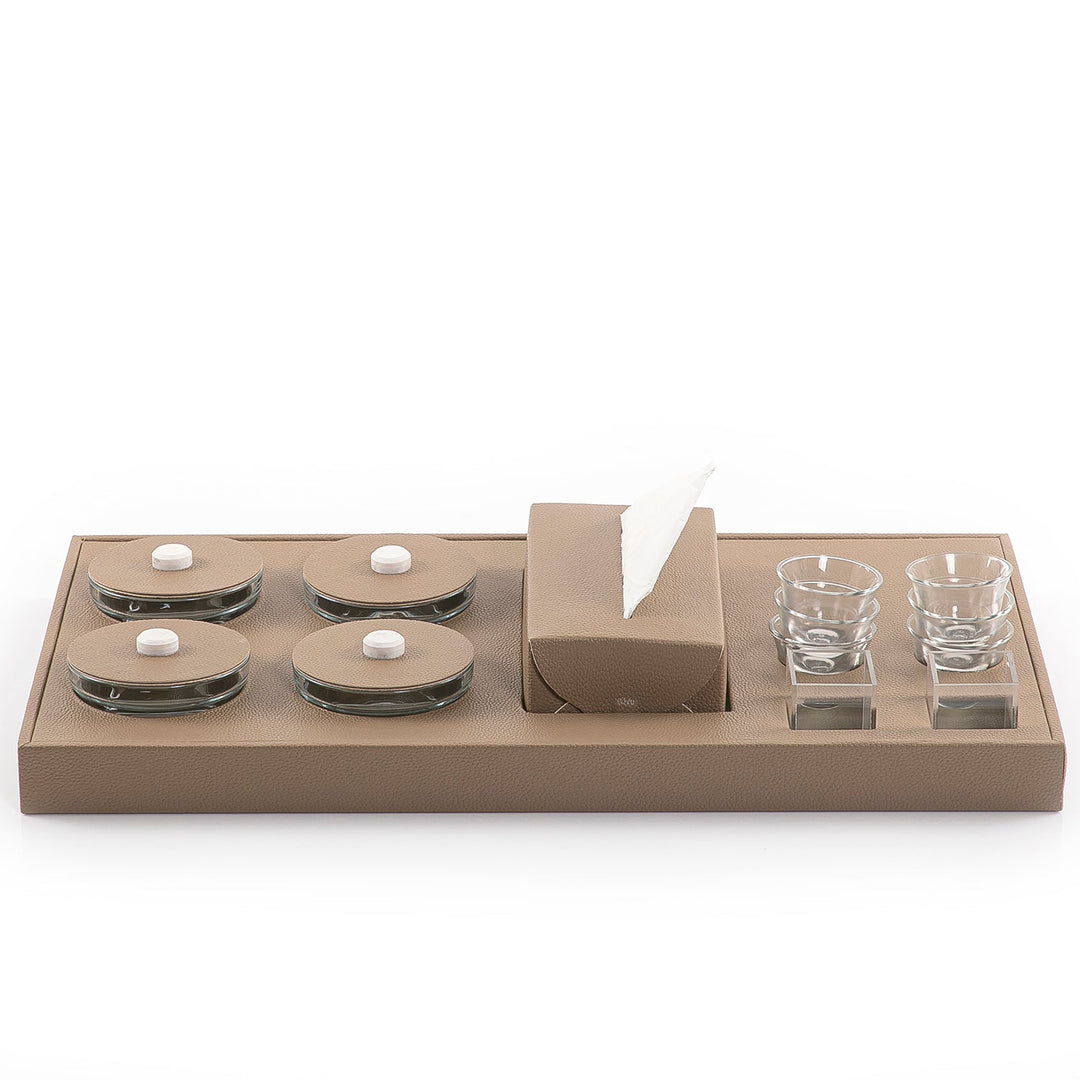 Set of tray with 4 bowls, tissue box, and 6 cups (7541487927491)