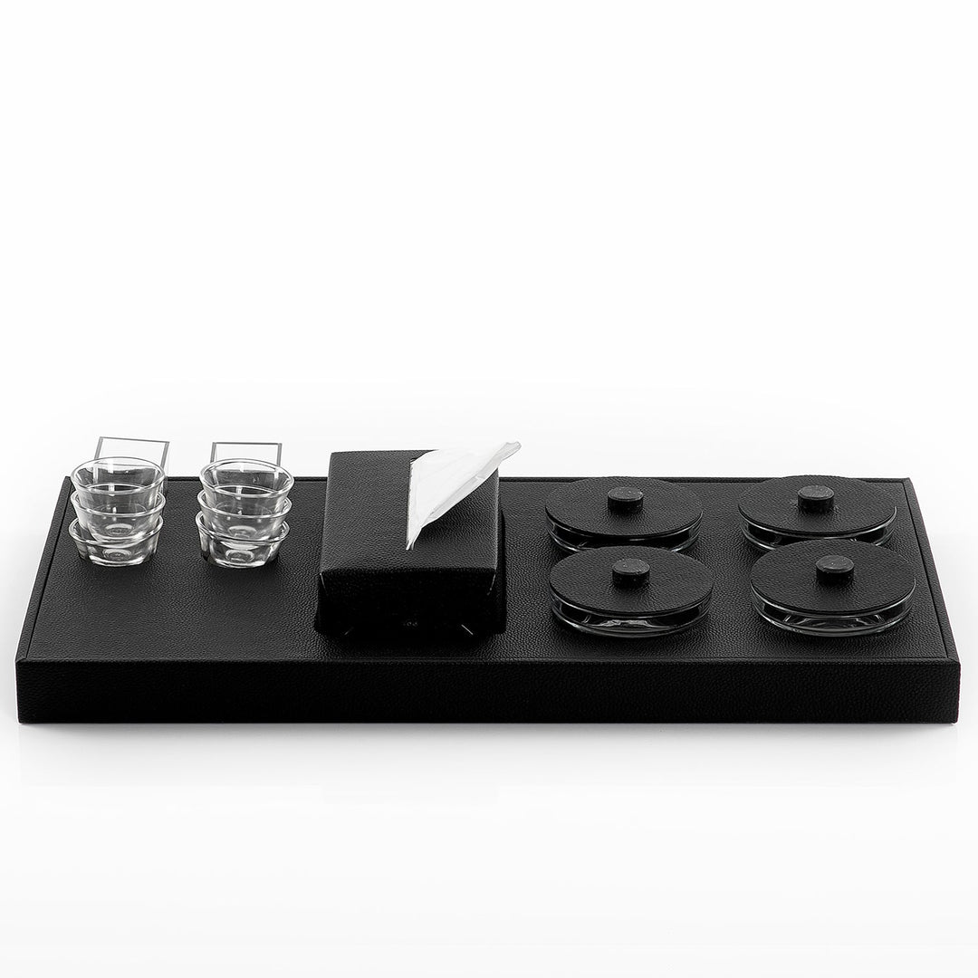 Set of tray with 4 bowls, tissue box, and 6 cups (7541487829187)