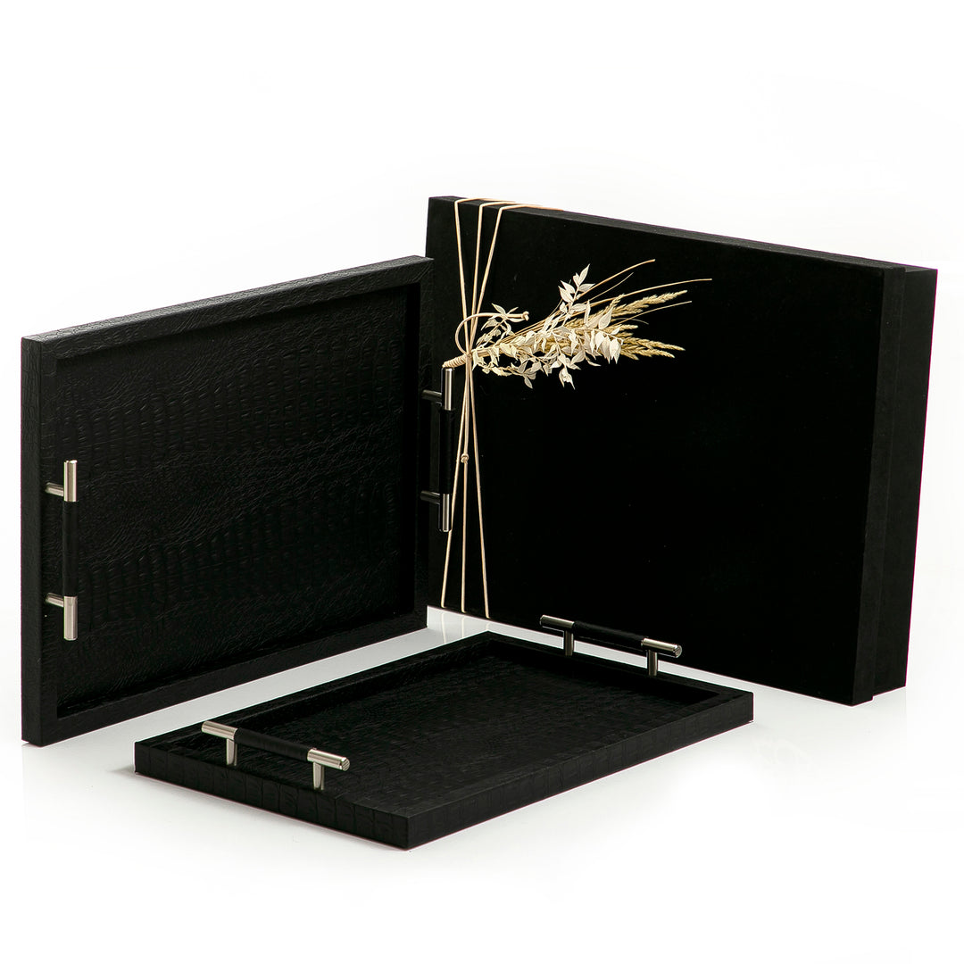 Set of 2 leather tray with gift box (7263070257347)