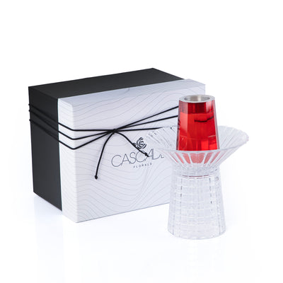 Glass Separated Base Mabkhar with Gift Box - Red